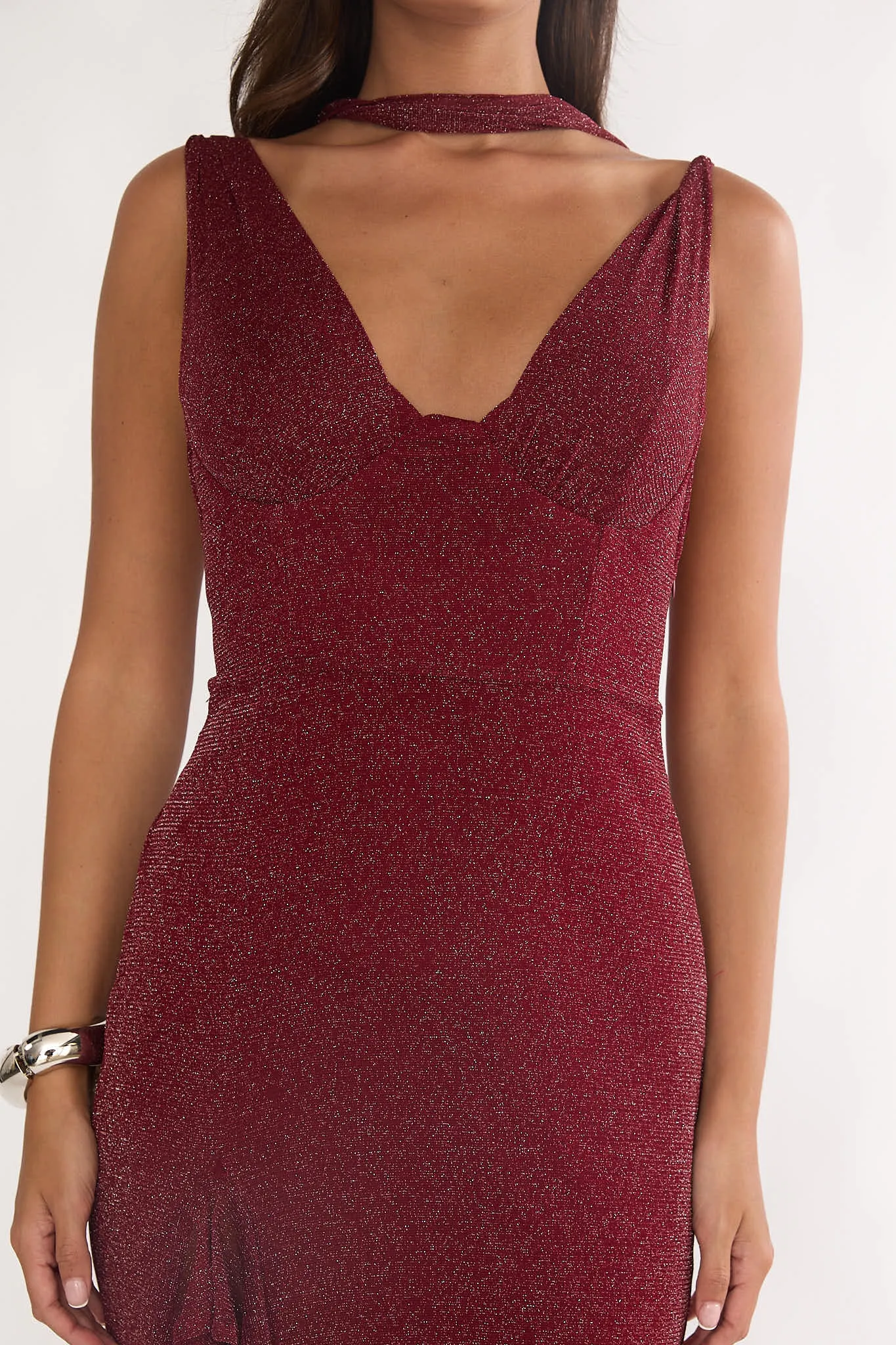 Chantrelle Twist Back Split Maxi Dress Wine sold by Selfie Leslie product image thumbnail 3