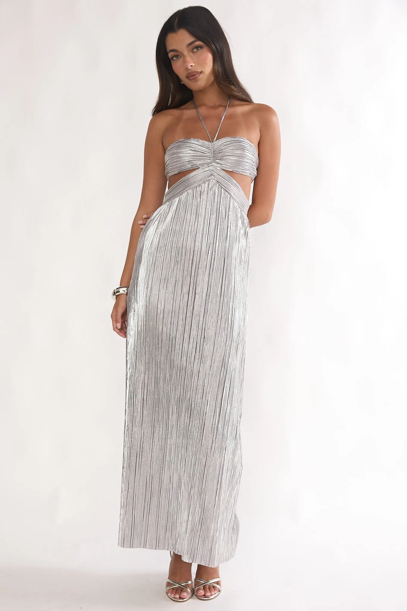Isle Cut-Out Halterneck Maxi Dress Silver sold by Selfie Leslie product image thumbnail 5