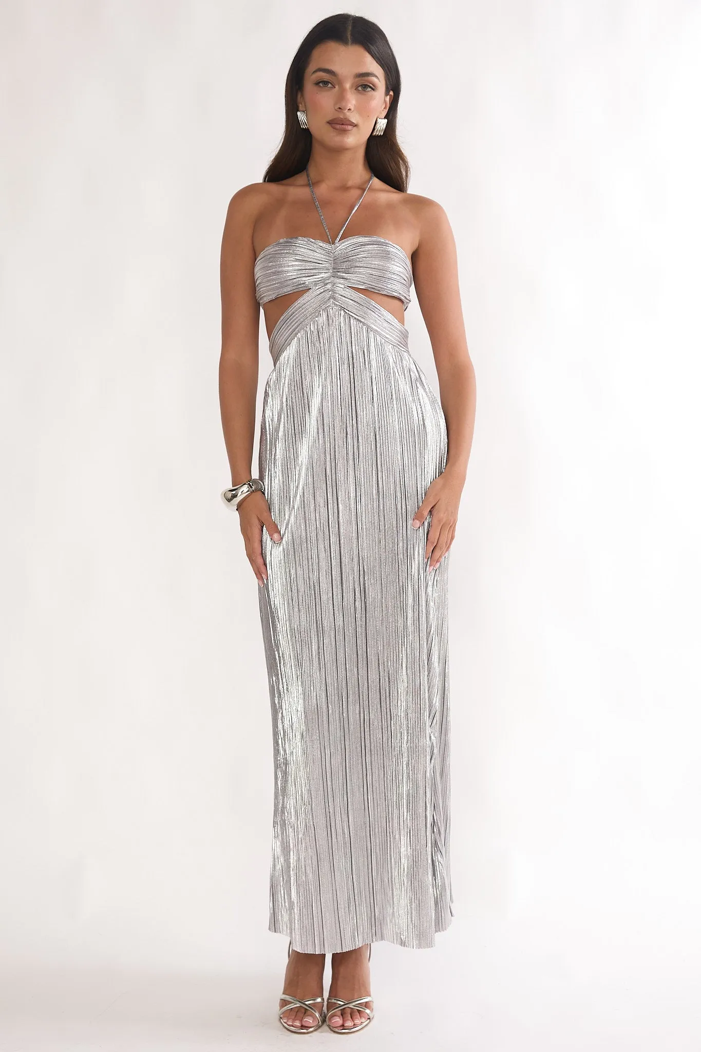 Isle Cut-Out Halterneck Maxi Dress Silver sold by Selfie Leslie product image thumbnail 4