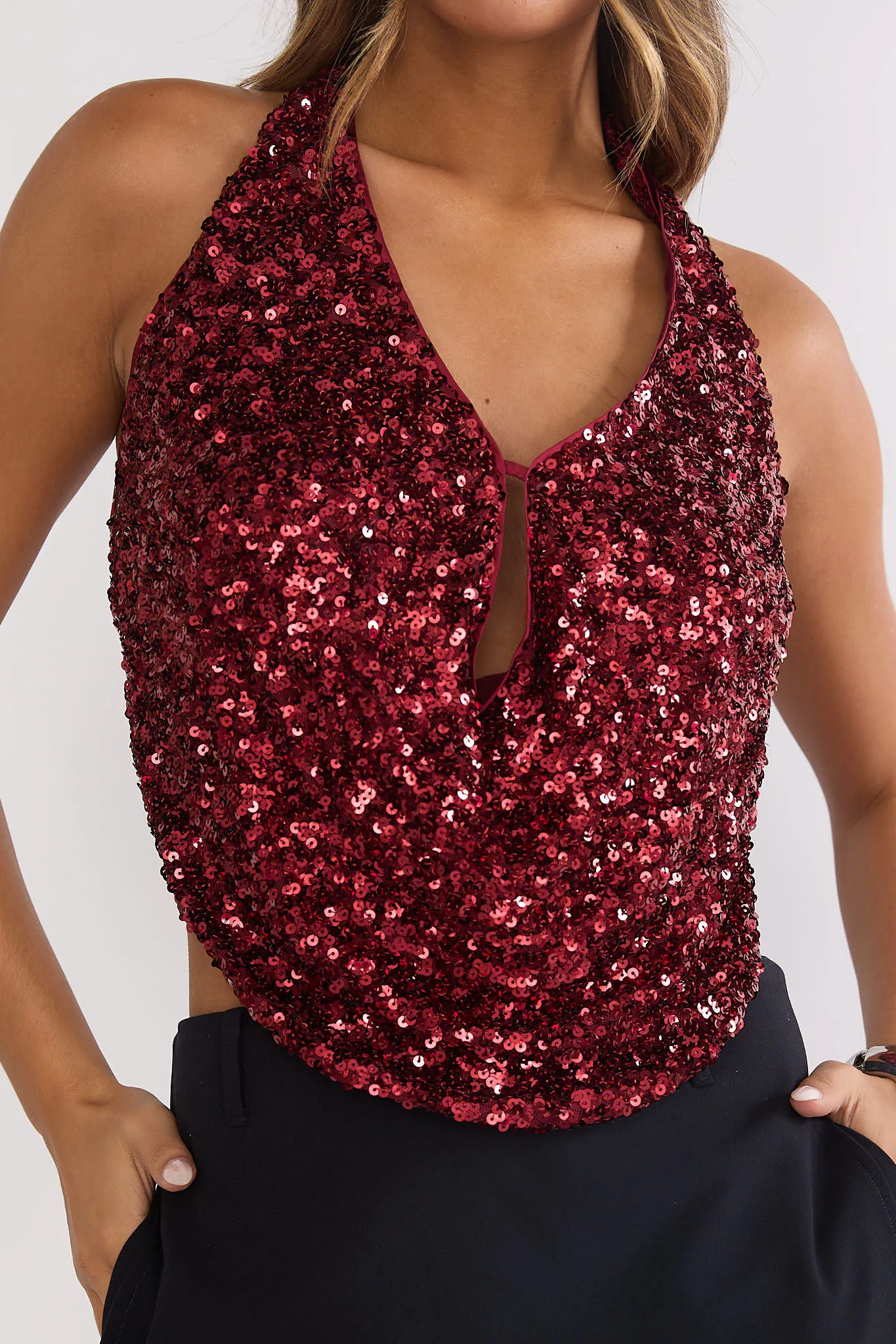 Marquess Backless Halter Top Sequin Cherry sold by Selfie Leslie product image thumbnail 3