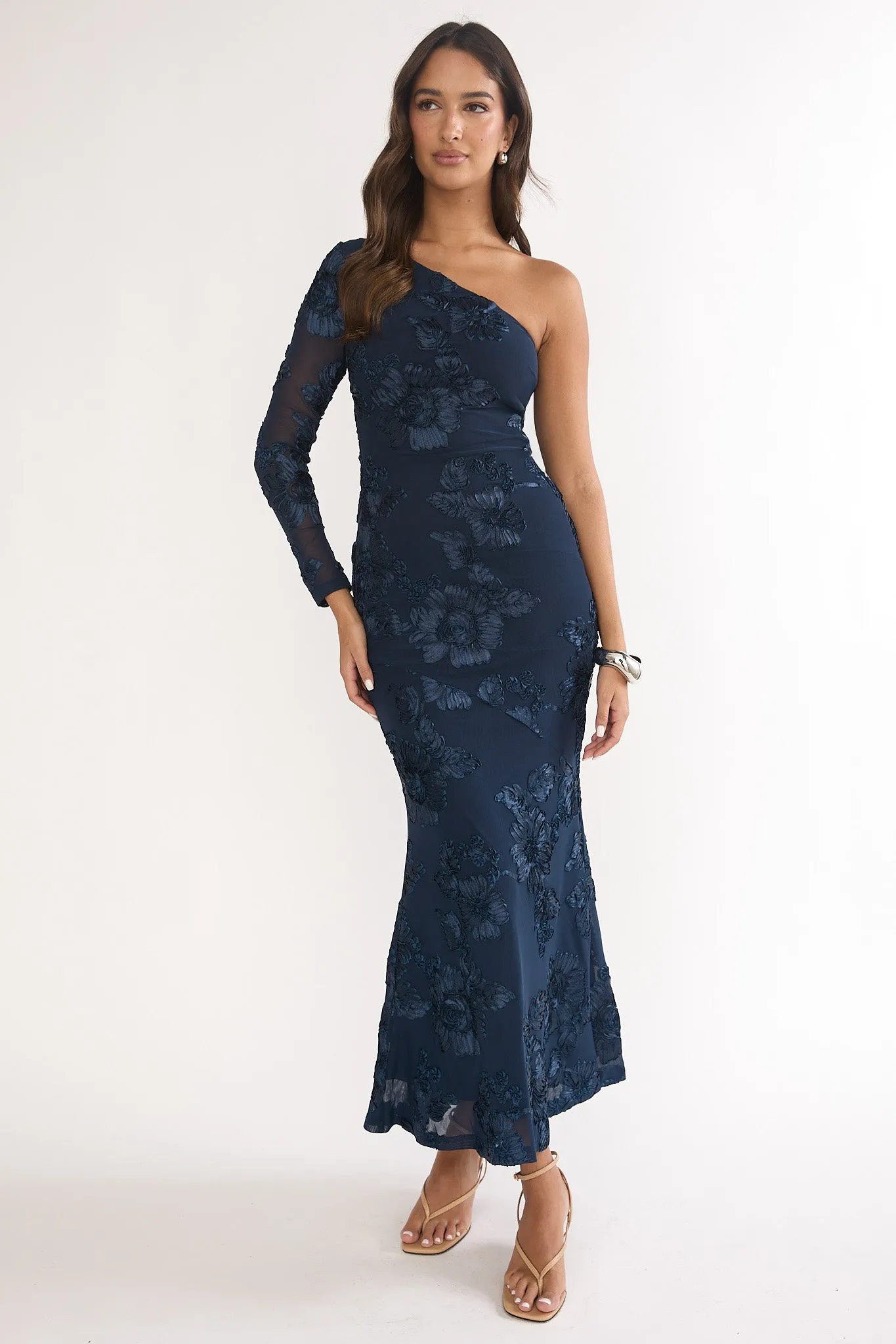 Deanna One-Shoulder Sleeve Maxi Dress Embellished Navy sold by Selfie Leslie product image thumbnail 5