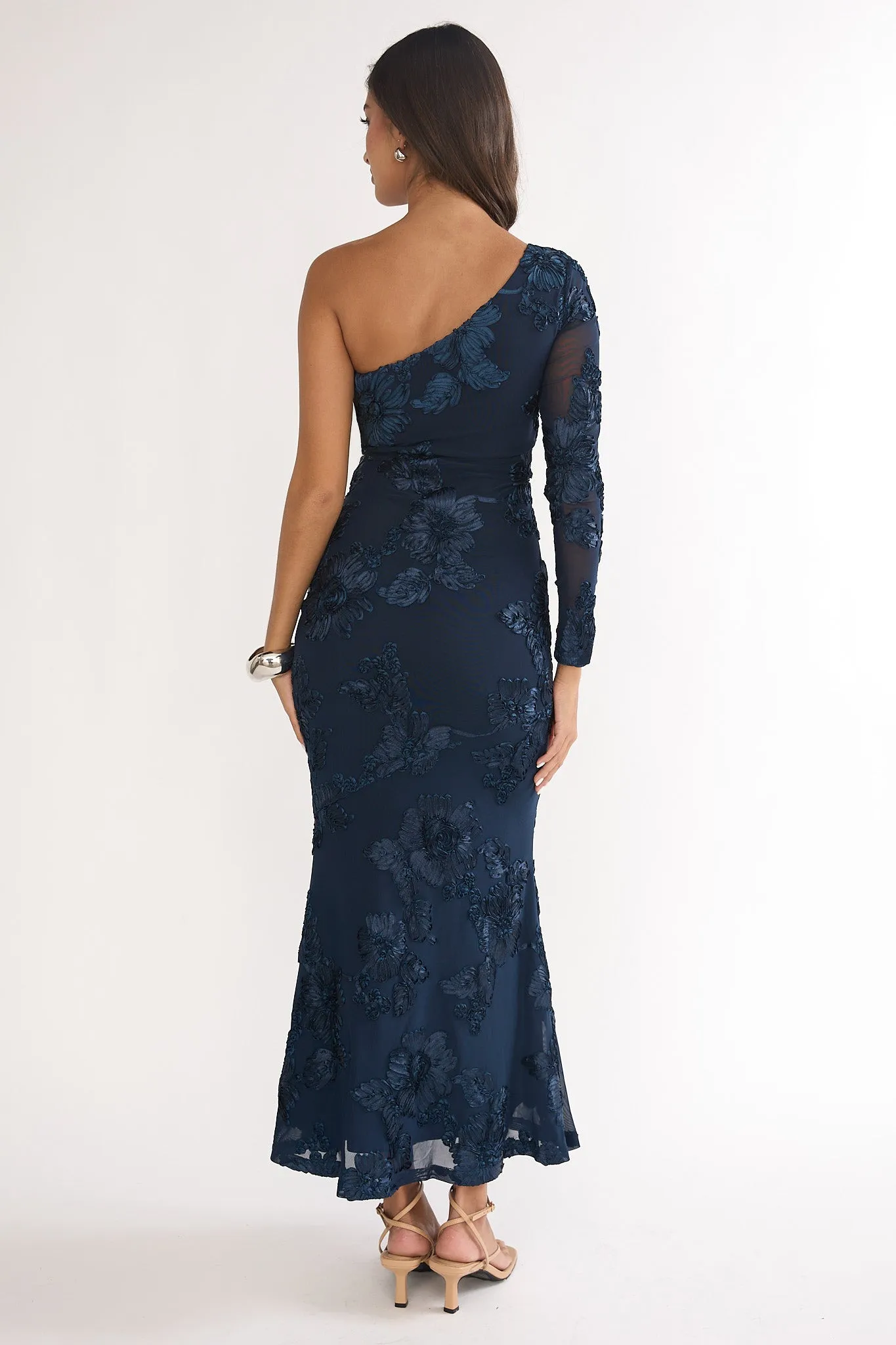 Deanna One-Shoulder Sleeve Maxi Dress Embellished Navy sold by Selfie Leslie product image thumbnail 2