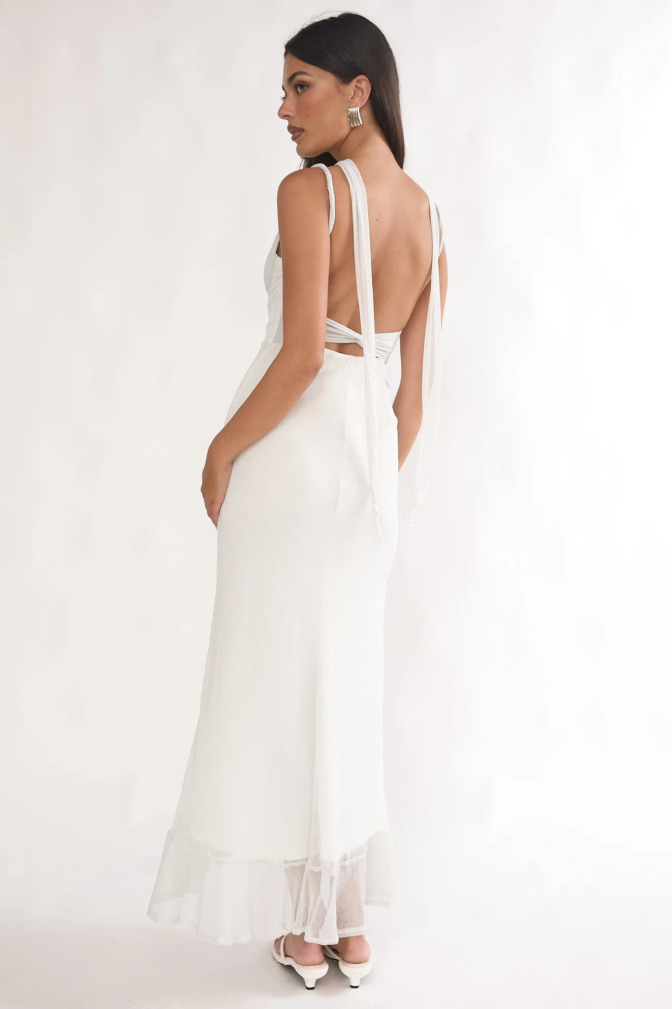 Chantrelle Twist Back Split Maxi Dress Silver sold by Selfie Leslie product image thumbnail 2