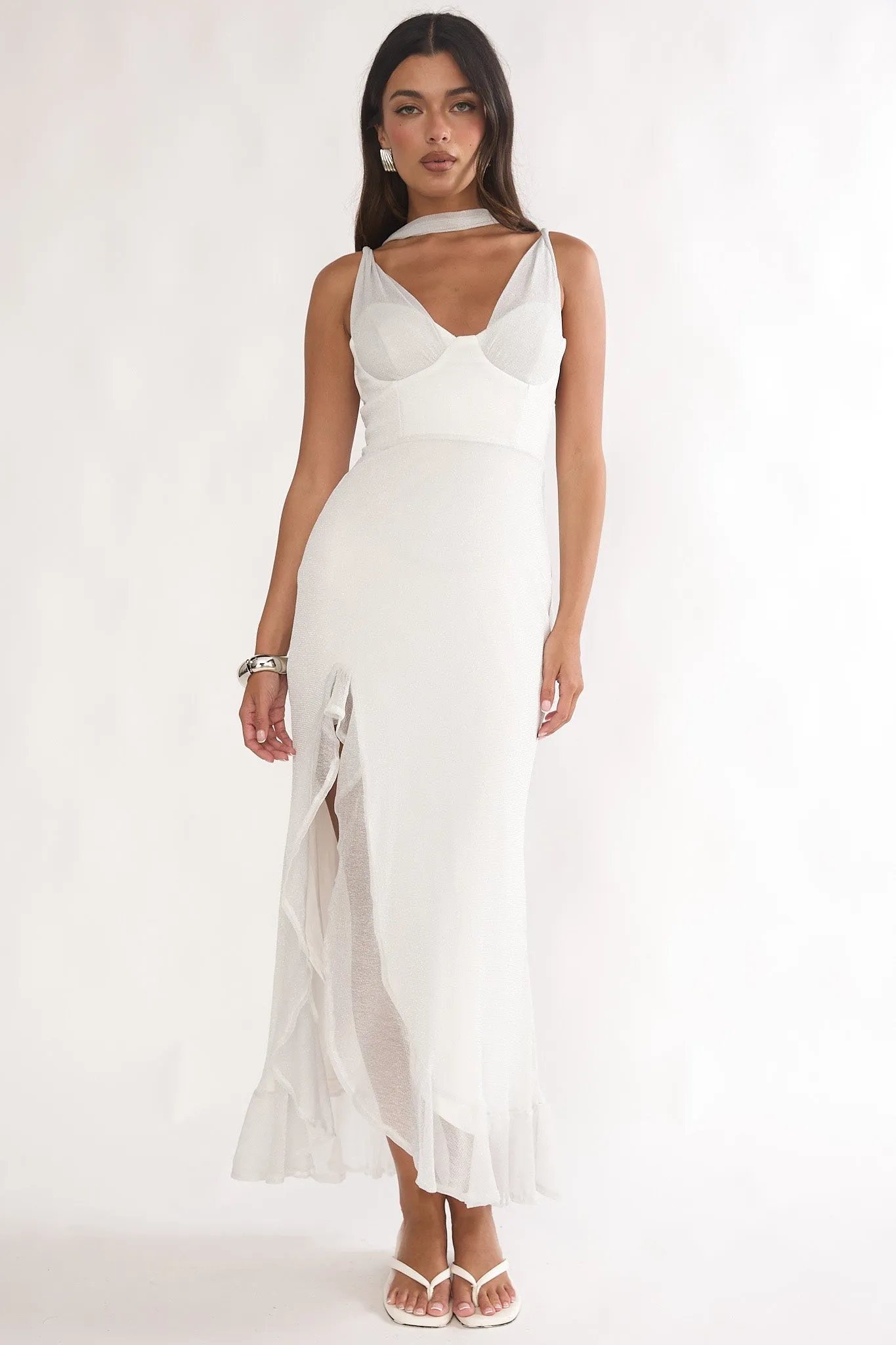 Chantrelle Twist Back Split Maxi Dress Silver sold by Selfie Leslie product image thumbnail 5