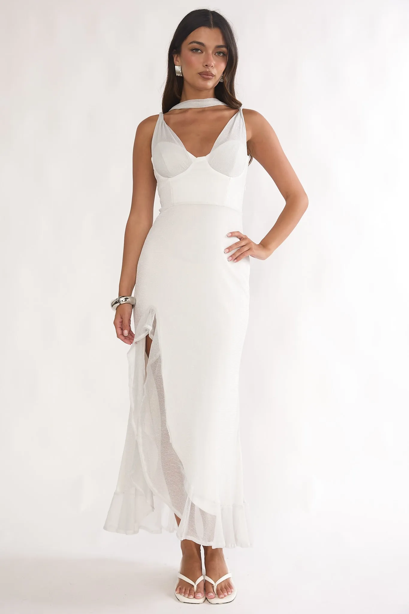 Chantrelle Twist Back Split Maxi Dress Silver sold by Selfie Leslie product image thumbnail 4