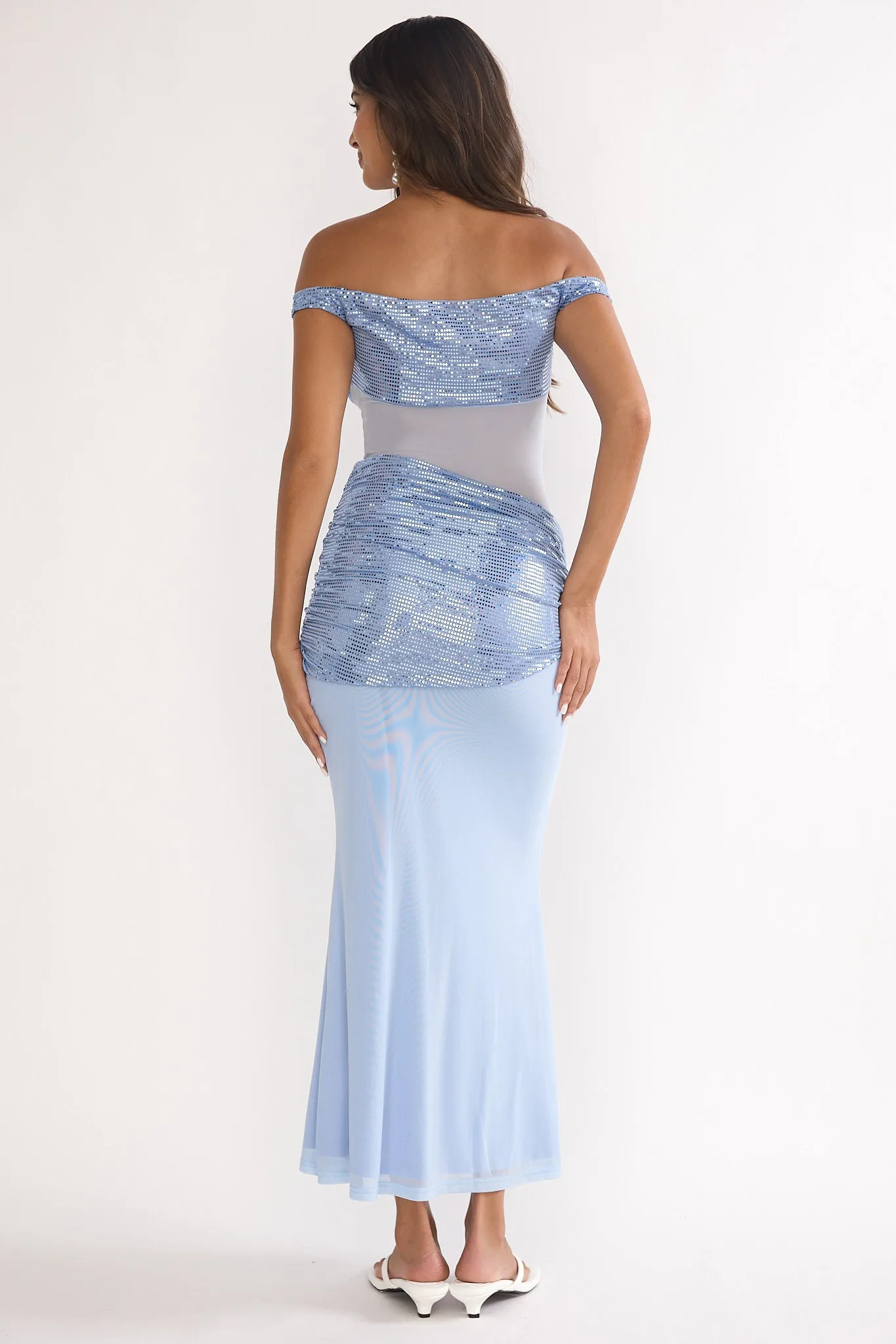 Bellora Off-Shoulder Sequin Trim Maxi Dress Blue sold by Selfie Leslie product image thumbnail 2