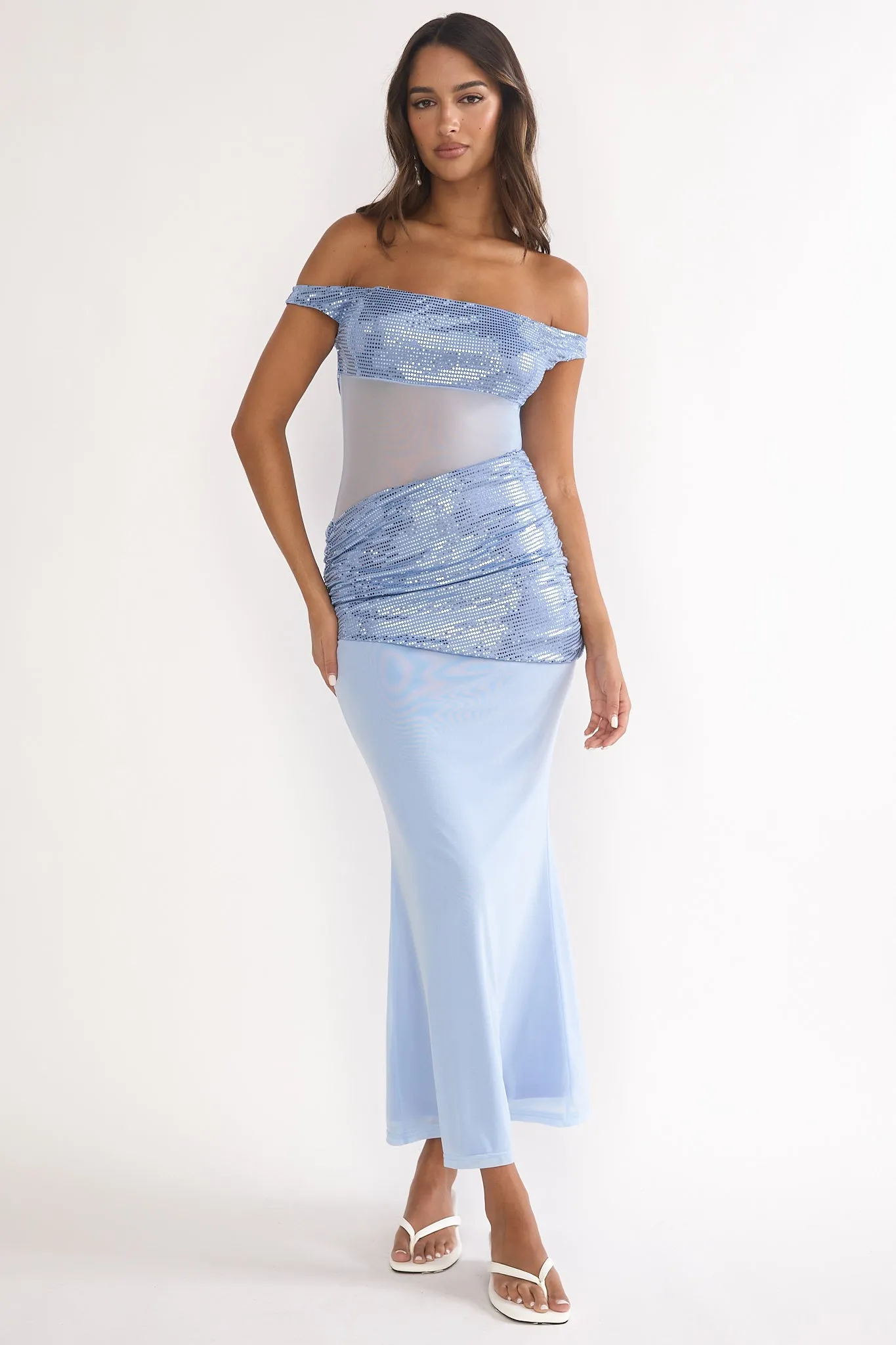 Bellora Off-Shoulder Sequin Trim Maxi Dress Blue sold by Selfie Leslie product image thumbnail 5