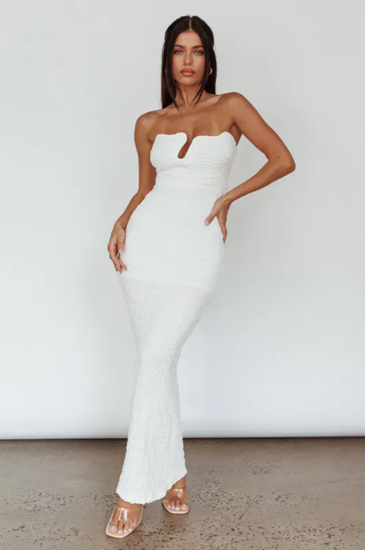 Horizon Strapless Textured Midi Dress White sold by Selfie Leslie
