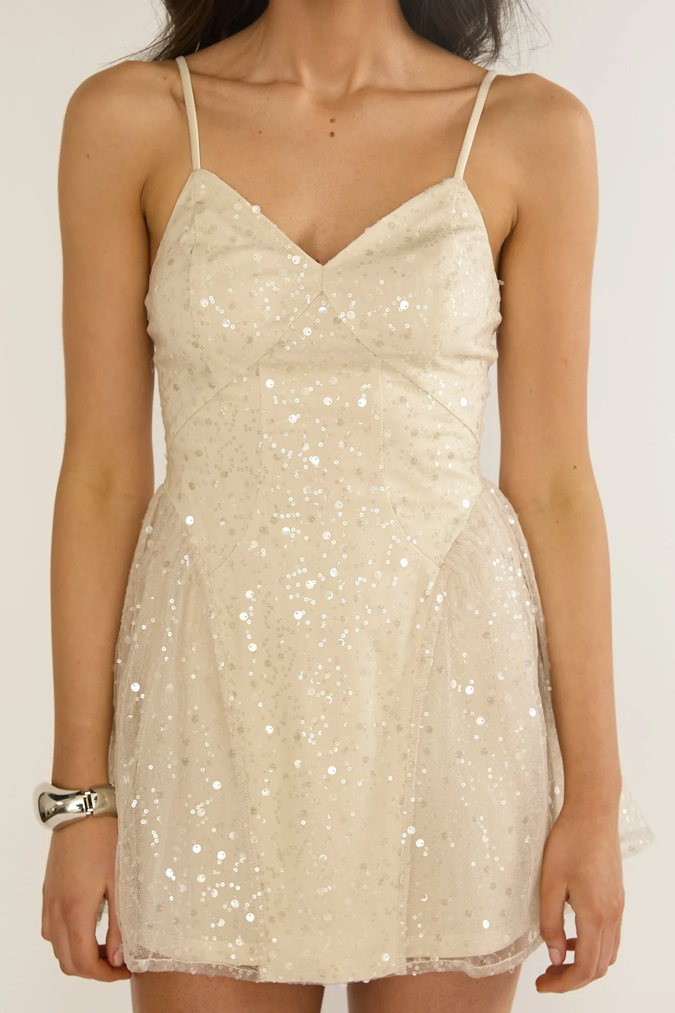 Roselisse Cami Strap Sequin Mini Dress Oyster sold by Selfie Leslie product image thumbnail 3