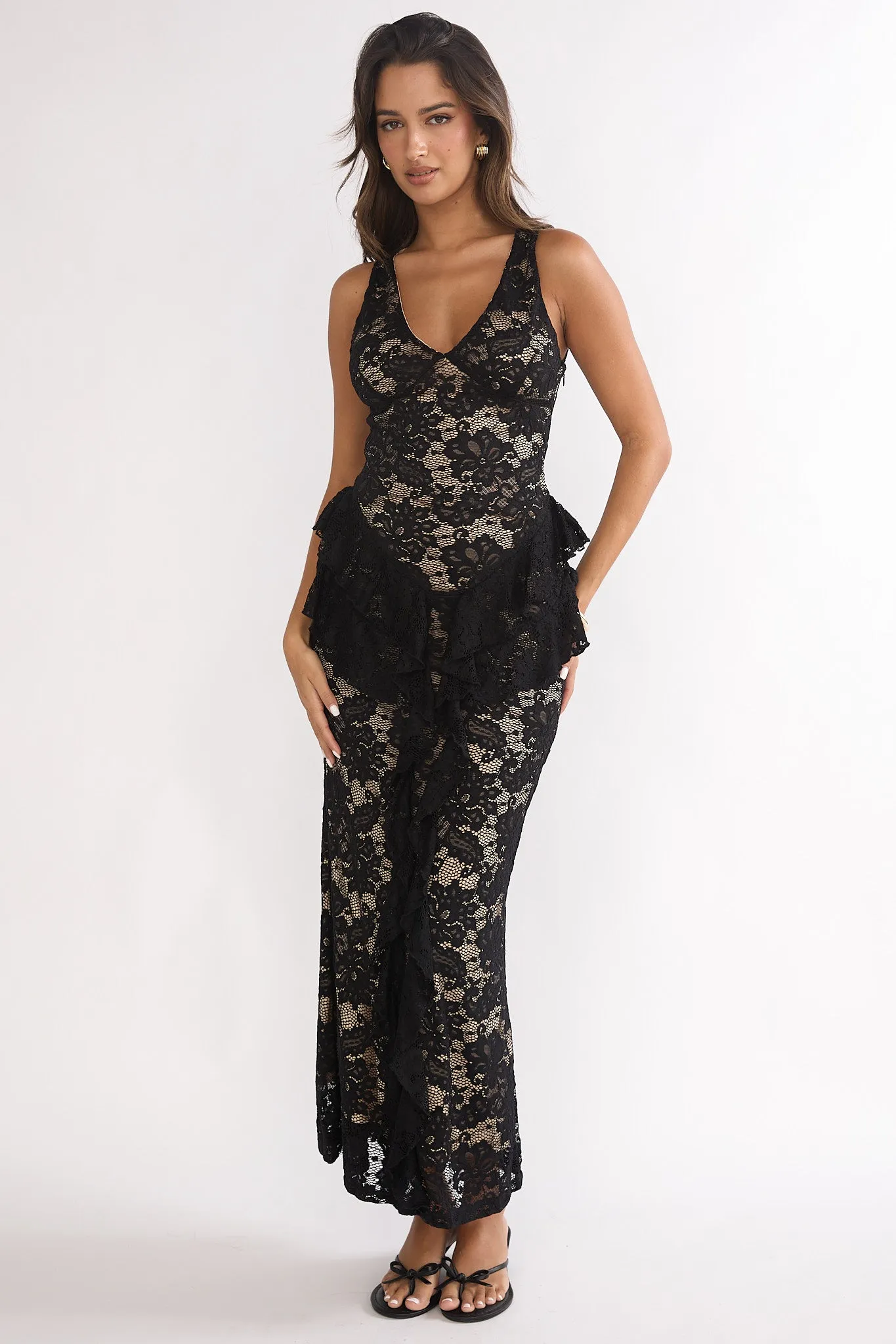 Serenella Peplum Lace Maxi Dress Black sold by Selfie Leslie product image thumbnail 4