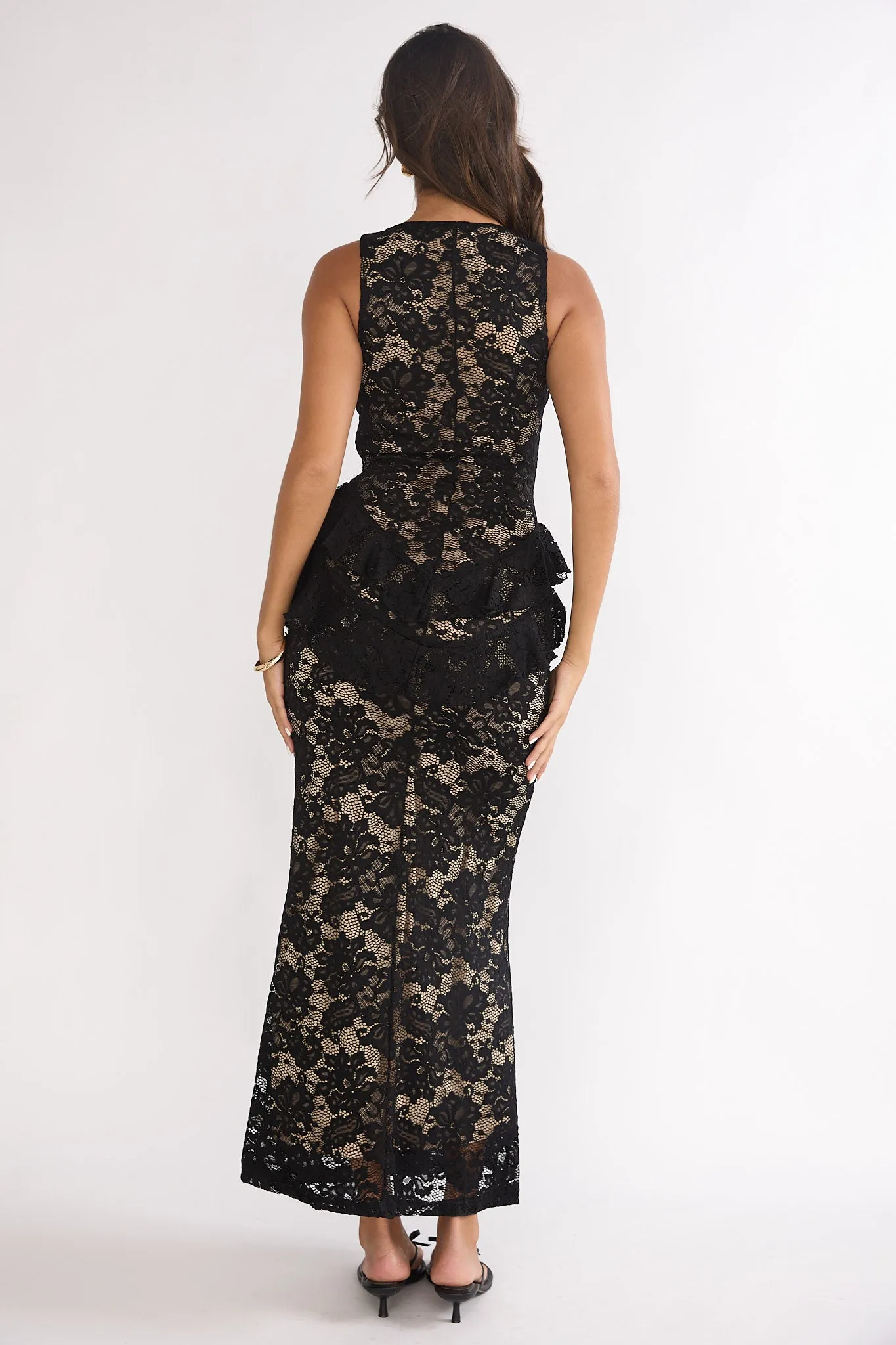 Serenella Peplum Lace Maxi Dress Black sold by Selfie Leslie product image thumbnail 2