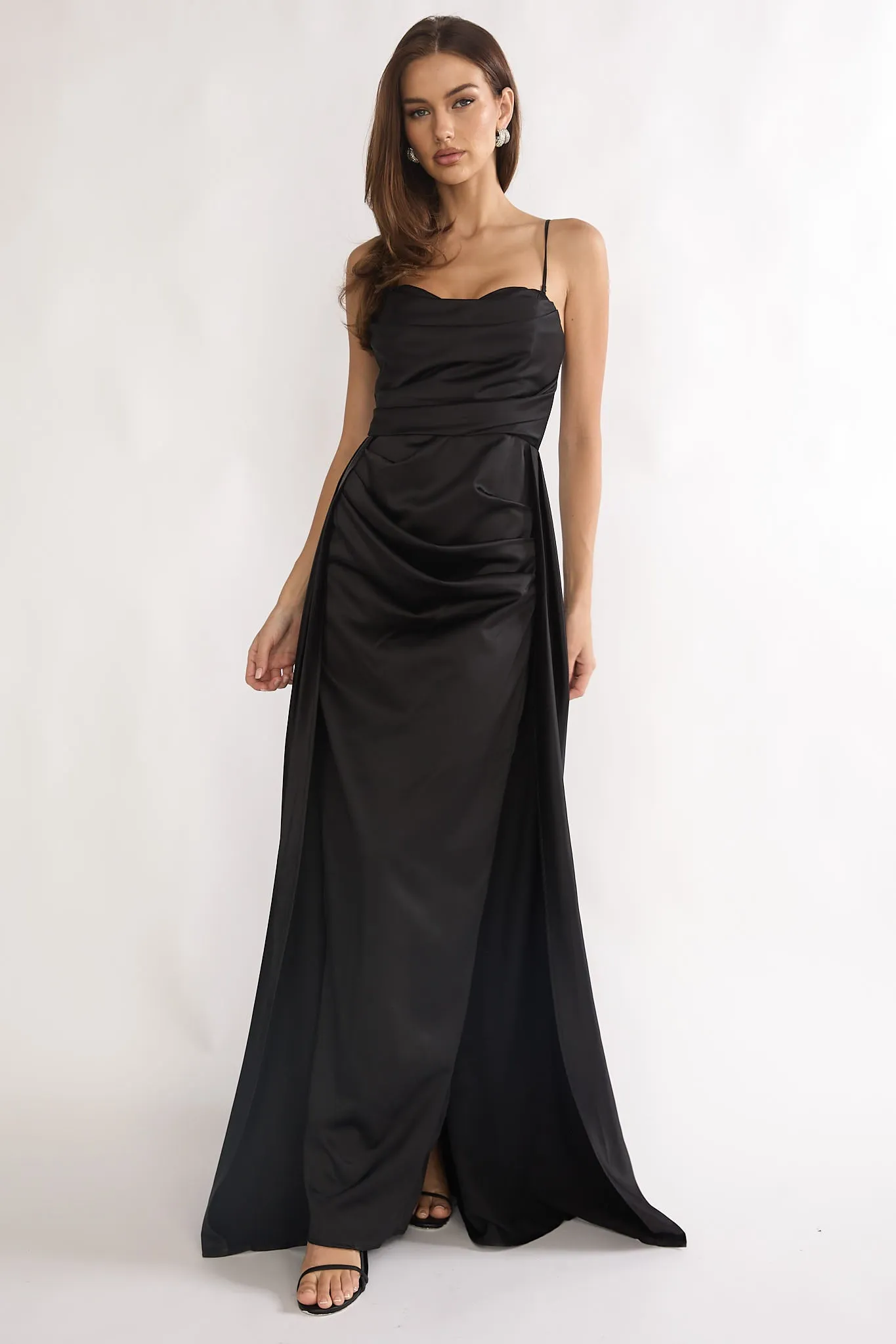 Asterelle Pleated Gathering Maxi Dress Black sold by Selfie Leslie