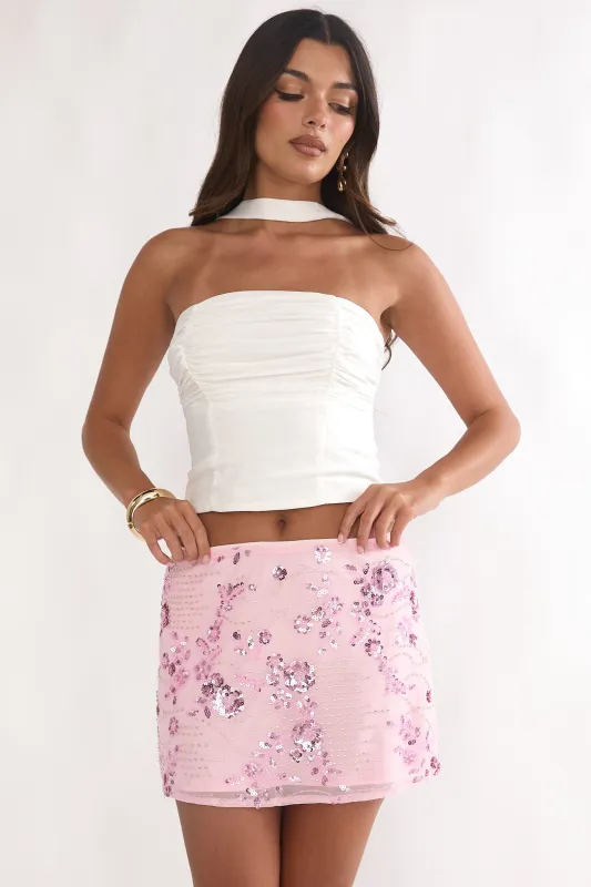 Avelyn Sequin Mini Skirt Floral Pink sold by Selfie Leslie
