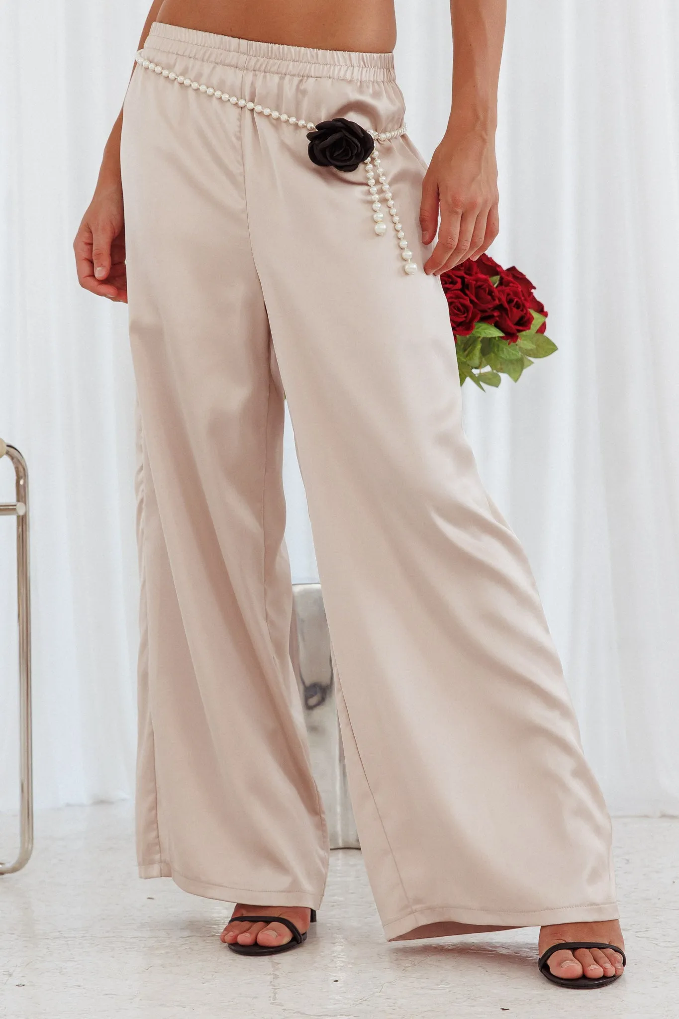 Panama Beach Wide Leg Satin Pants Stone sold by Selfie Leslie product image thumbnail 4