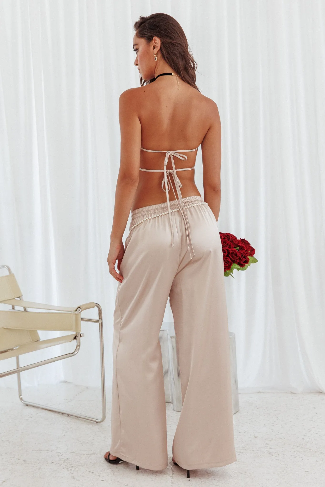 Panama Beach Wide Leg Satin Pants Stone sold by Selfie Leslie product image thumbnail 2