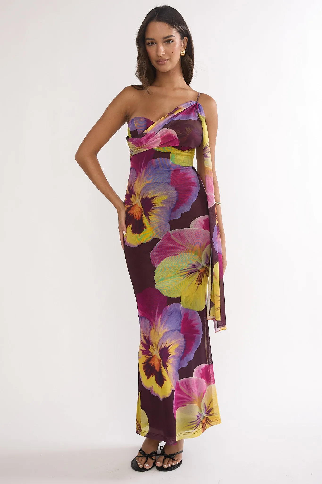 Tallis One-Shoulder Asymmetric Neckline Dress Brown sold by Selfie Leslie product image thumbnail 5