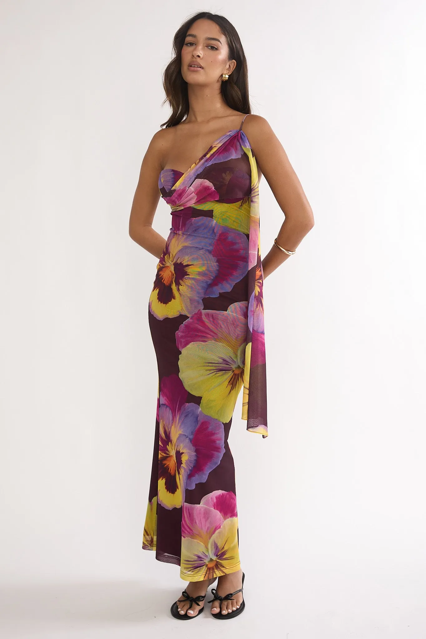 Tallis One-Shoulder Asymmetric Neckline Dress Brown sold by Selfie Leslie product image thumbnail 4