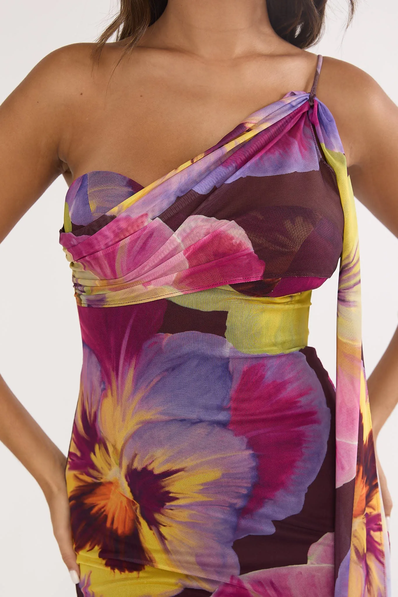 Tallis One-Shoulder Asymmetric Neckline Dress Brown sold by Selfie Leslie product image thumbnail 3