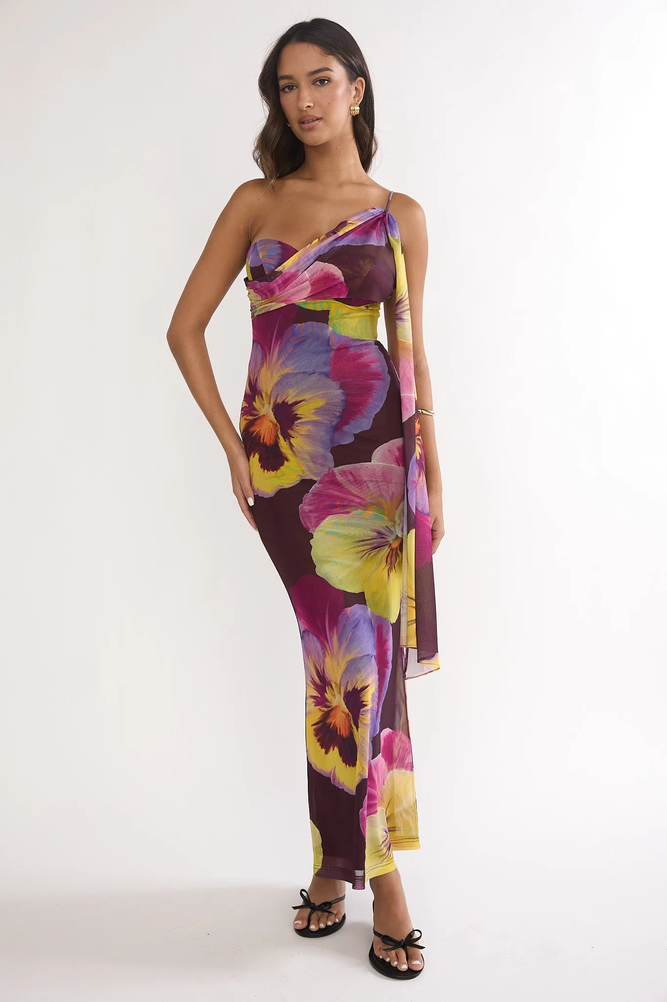 Tallis One-Shoulder Asymmetric Neckline Dress Brown sold by Selfie Leslie