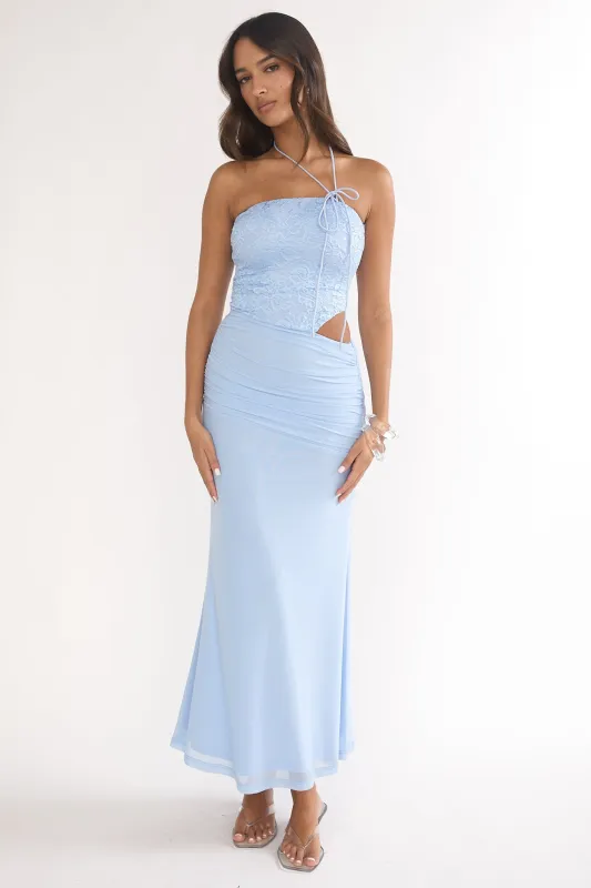 Truths Cut-Out Waist Ruched Maxi Dress Blue sold by Selfie Leslie