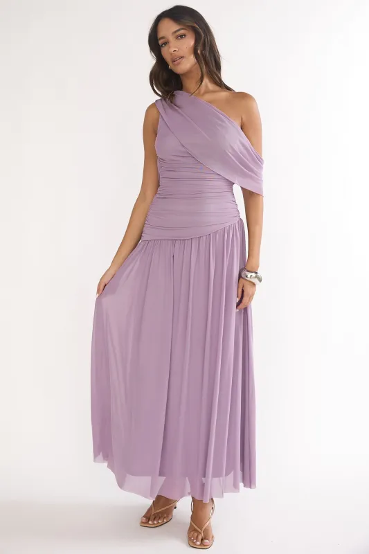 Amretha Asymmetric Neckline Maxi Dress Amethyst sold by Selfie Leslie