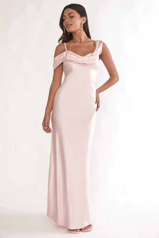 Emelle Asymmetric Neckline Maxi Dress Pink sold by Selfie Leslie