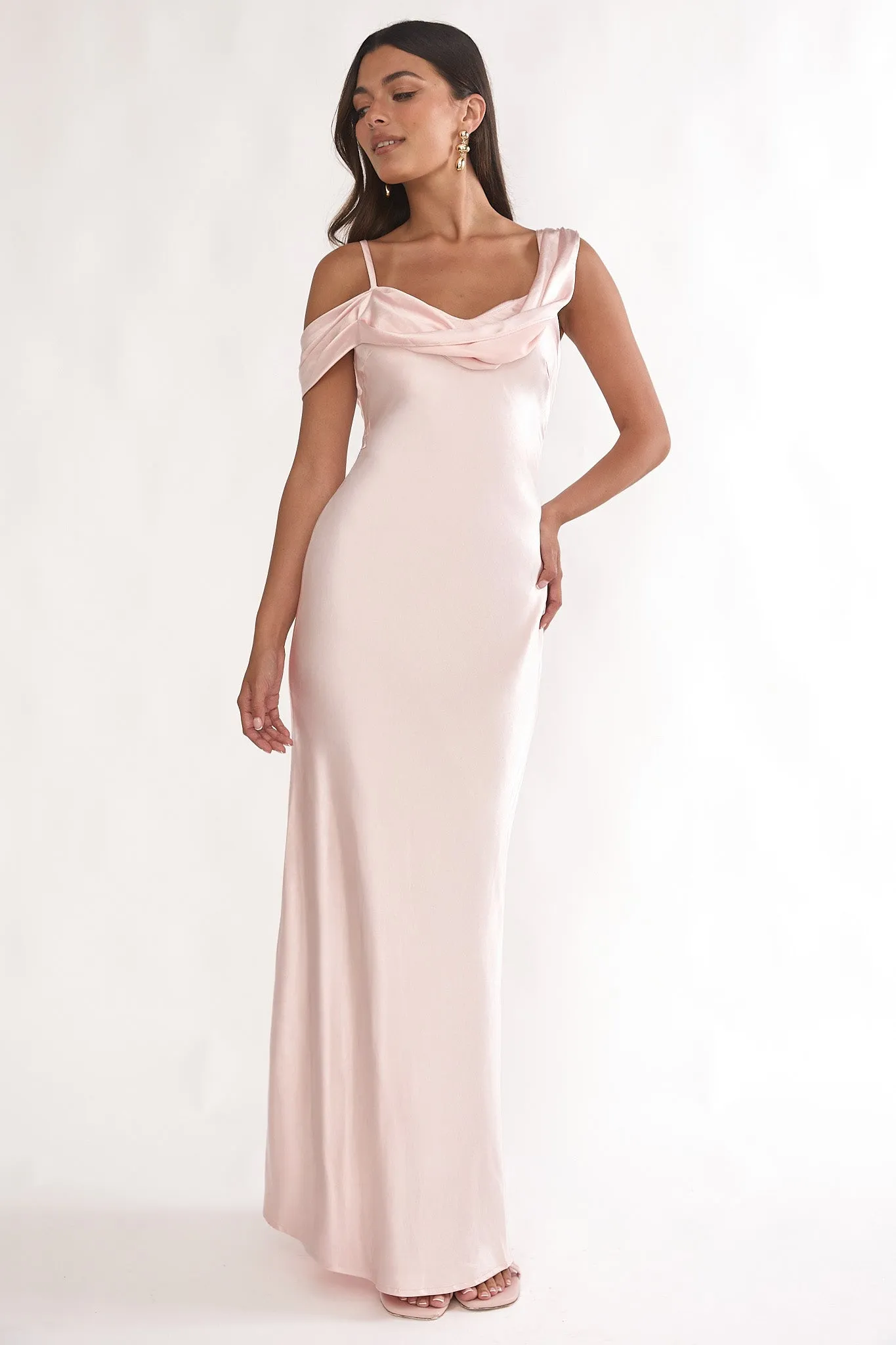 Emelle Asymmetric Neckline Maxi Dress Pink sold by Selfie Leslie
