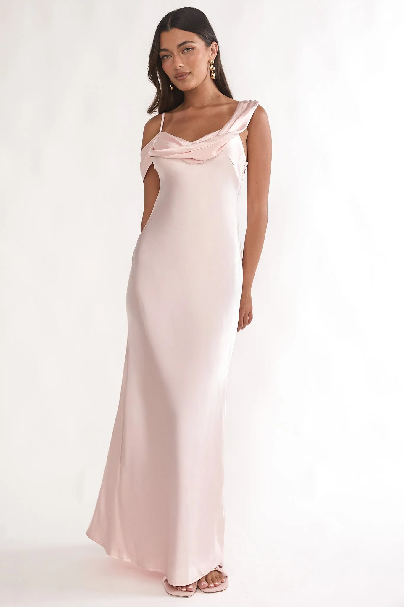 Emelle Asymmetric Neckline Maxi Dress Pink sold by Selfie Leslie product image thumbnail 5