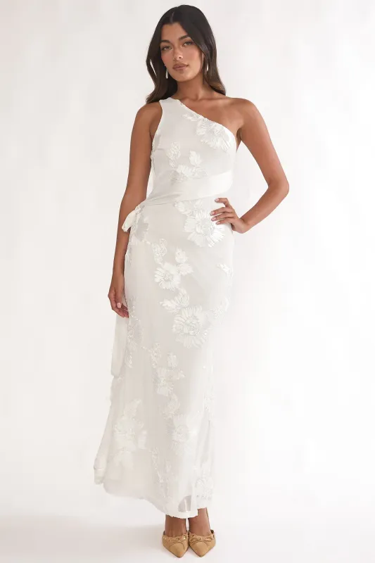 Kairi One-Shoulder Sash Maxi Dress White sold by Selfie Leslie