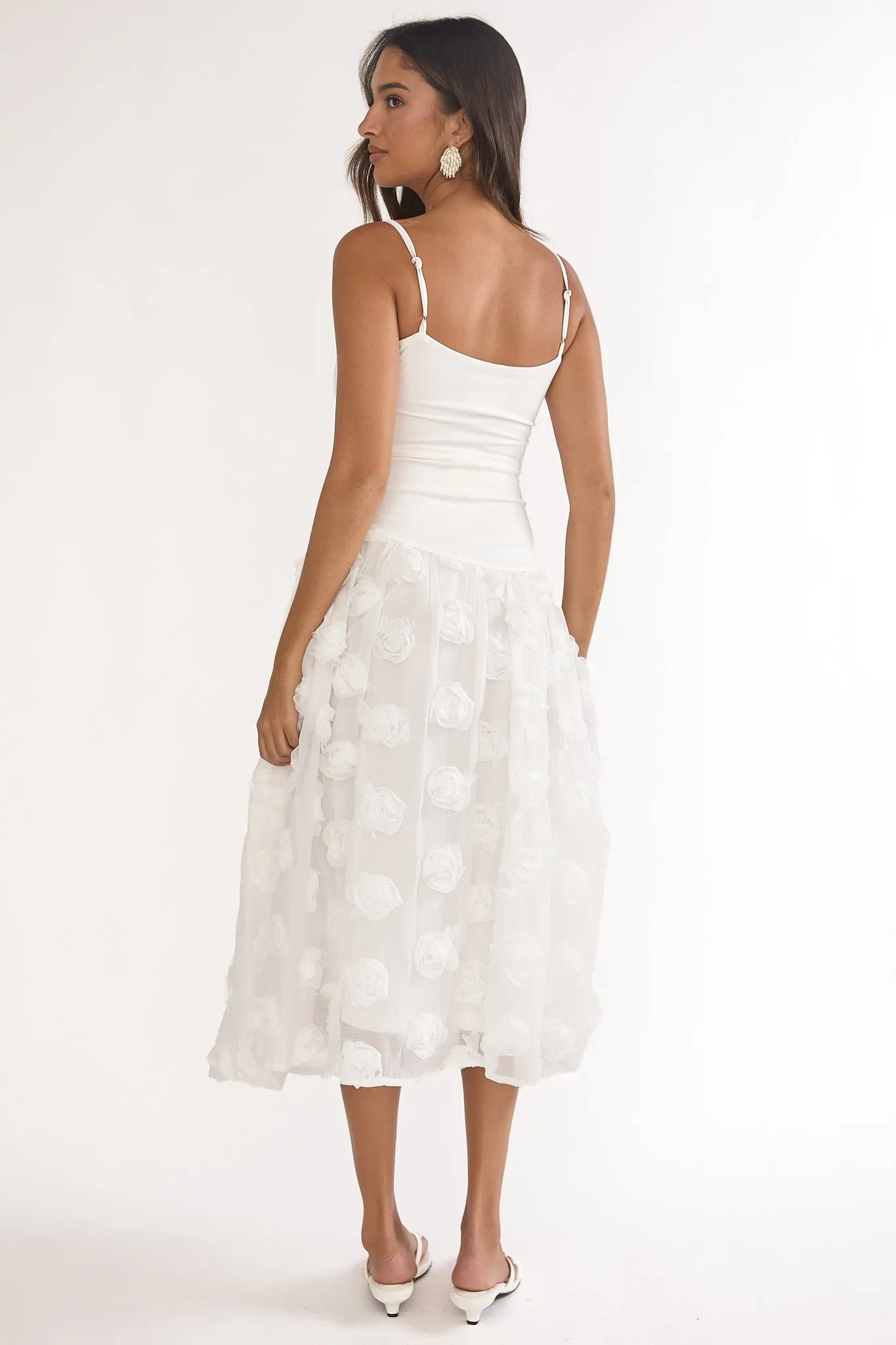 Adley Embellished Drop Waist Midi Dress White sold by Selfie Leslie product image thumbnail 2