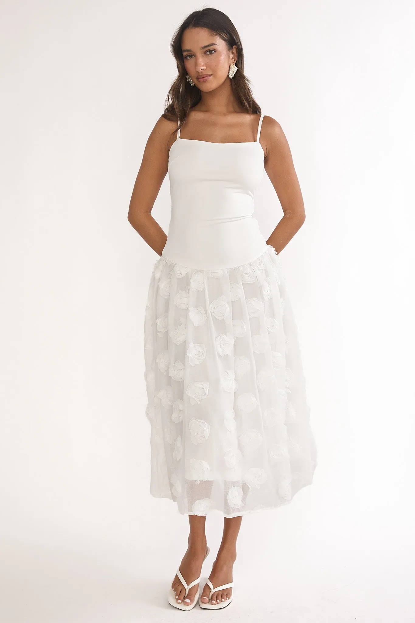 Adley Embellished Drop Waist Midi Dress White sold by Selfie Leslie product image thumbnail 5