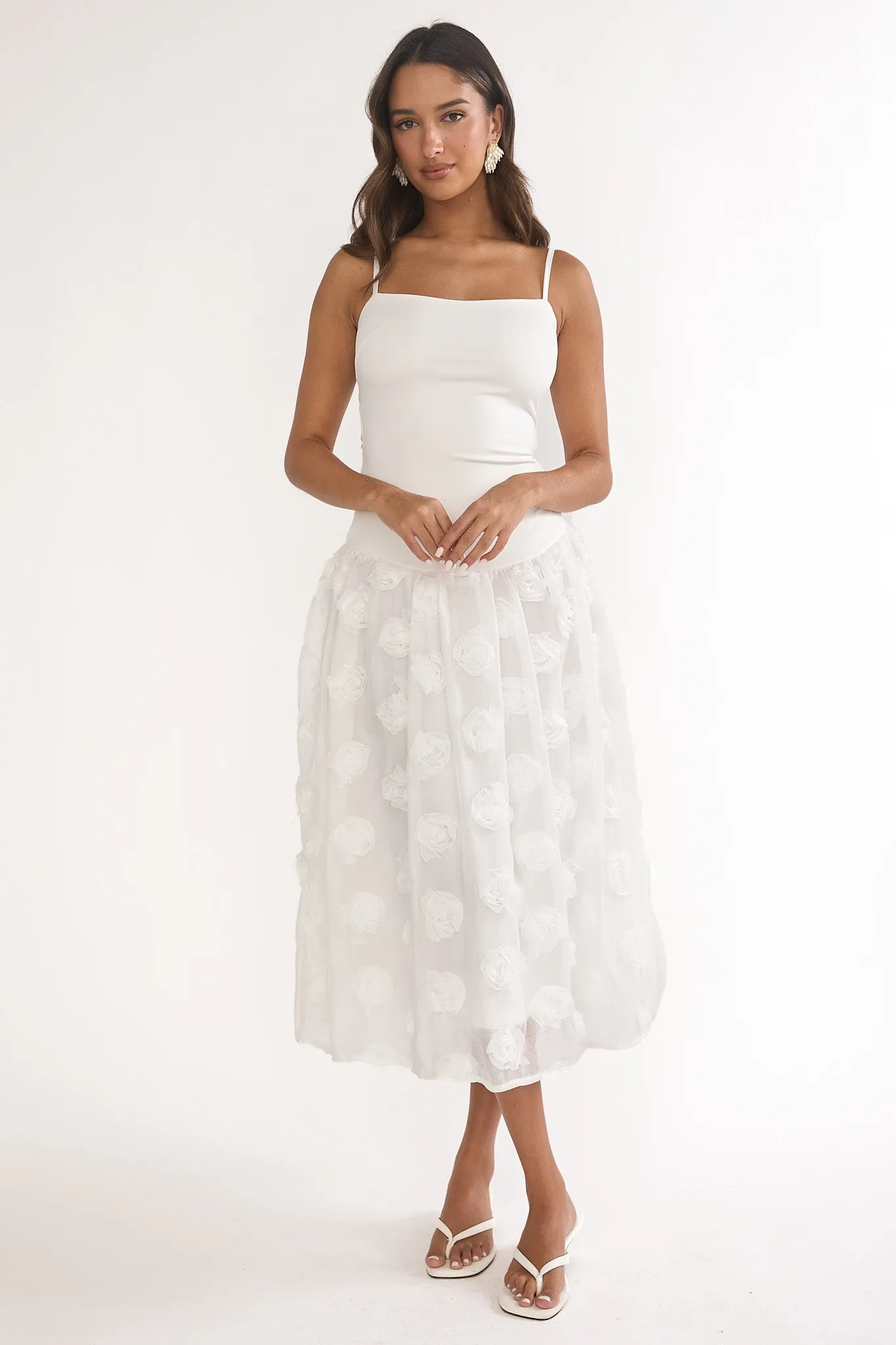 Adley Embellished Drop Waist Midi Dress White sold by Selfie Leslie product image thumbnail 4