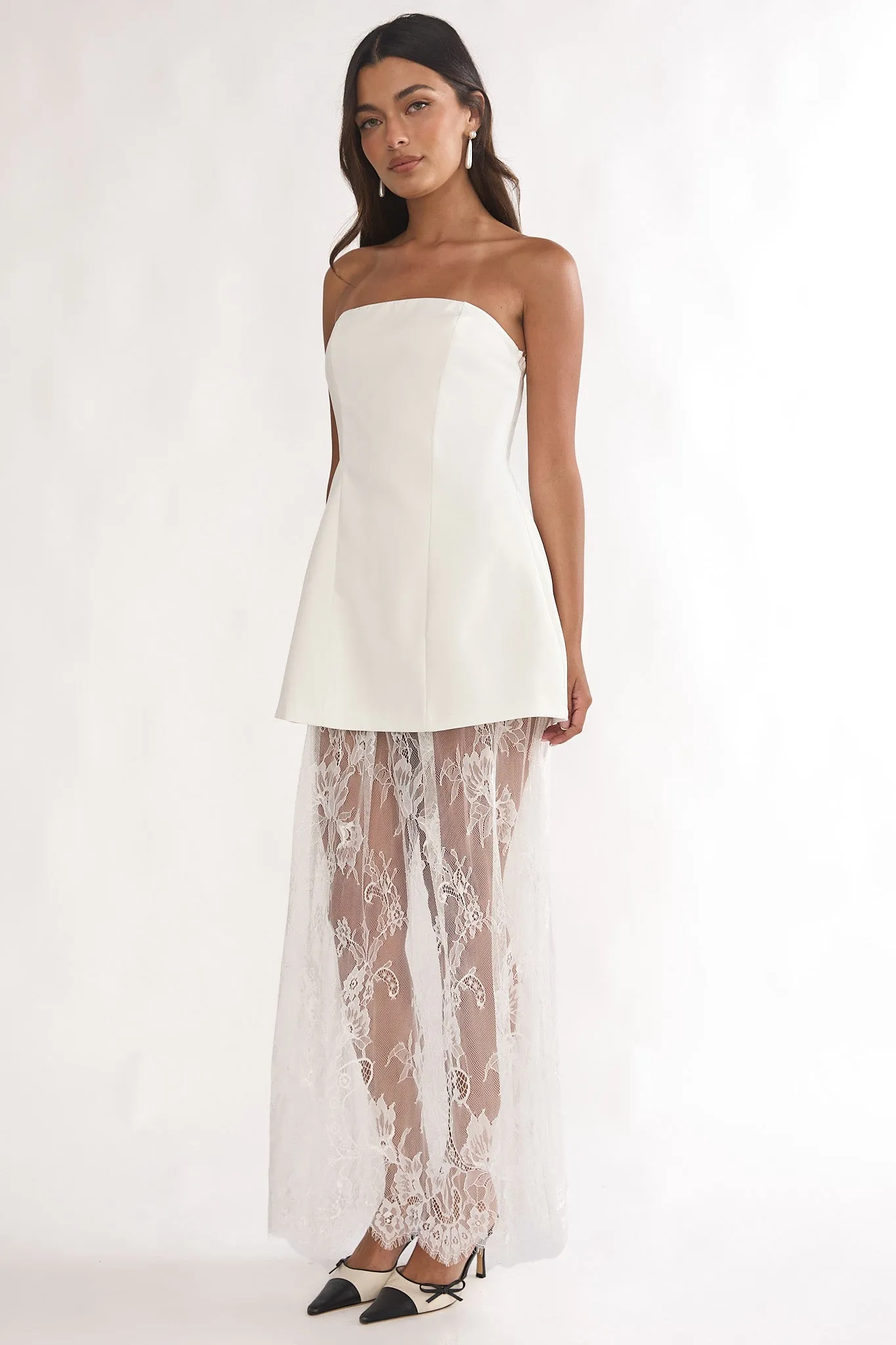 Talina Strapless Two-Piece Lace Skort Set White sold by Selfie Leslie product image thumbnail 4