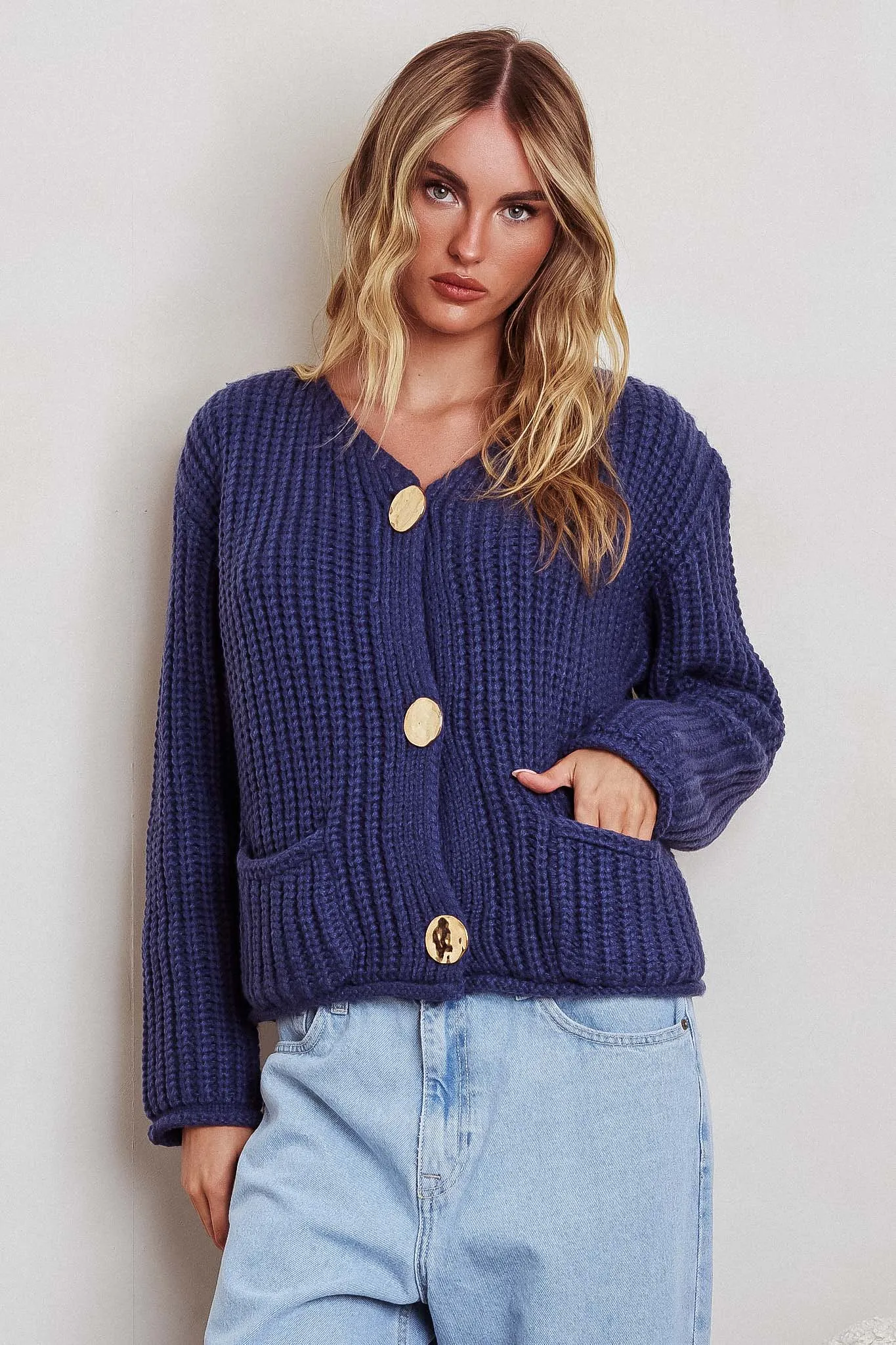 Cindie Chunky Knit Cardigan Navy sold by Selfie Leslie product image thumbnail 5