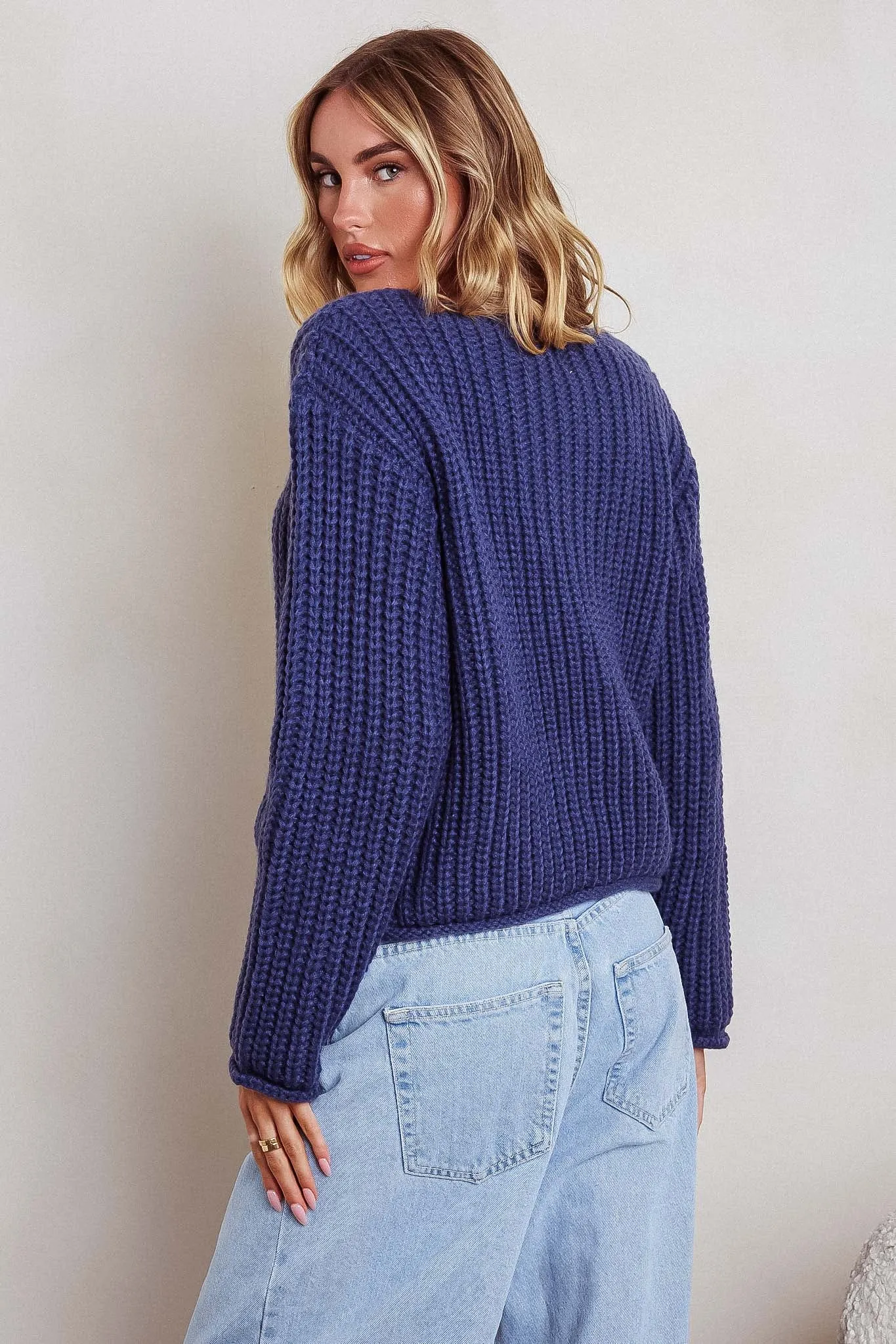 Cindie Chunky Knit Cardigan Navy sold by Selfie Leslie product image thumbnail 2