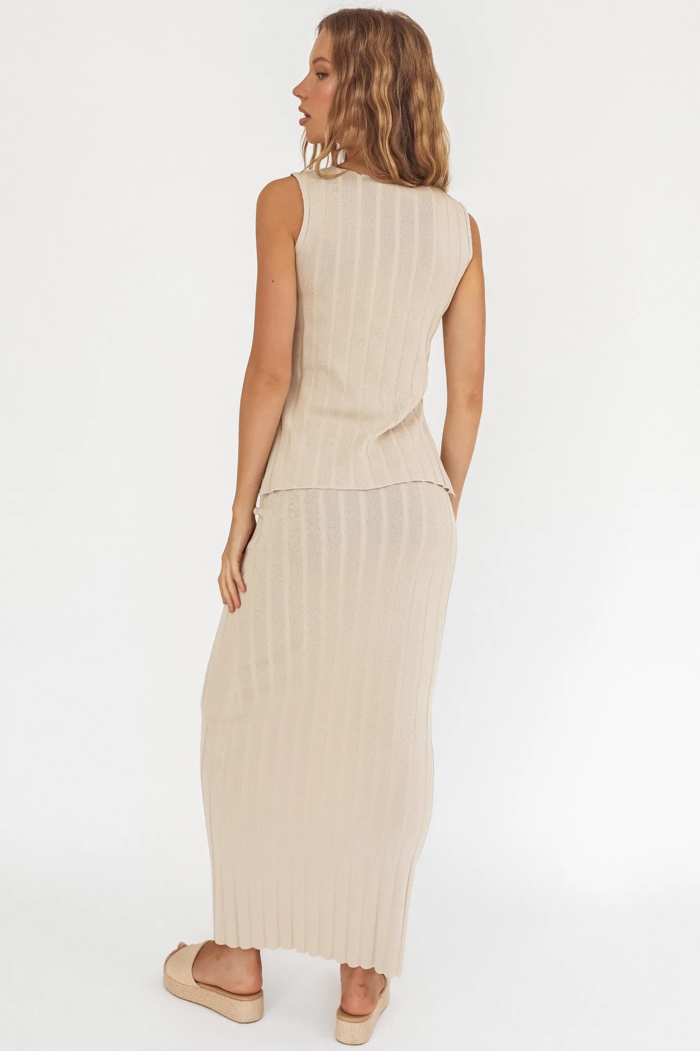 Kimora Ribbed Knit Maxi Skirt Sand sold by Selfie Leslie product image thumbnail 2