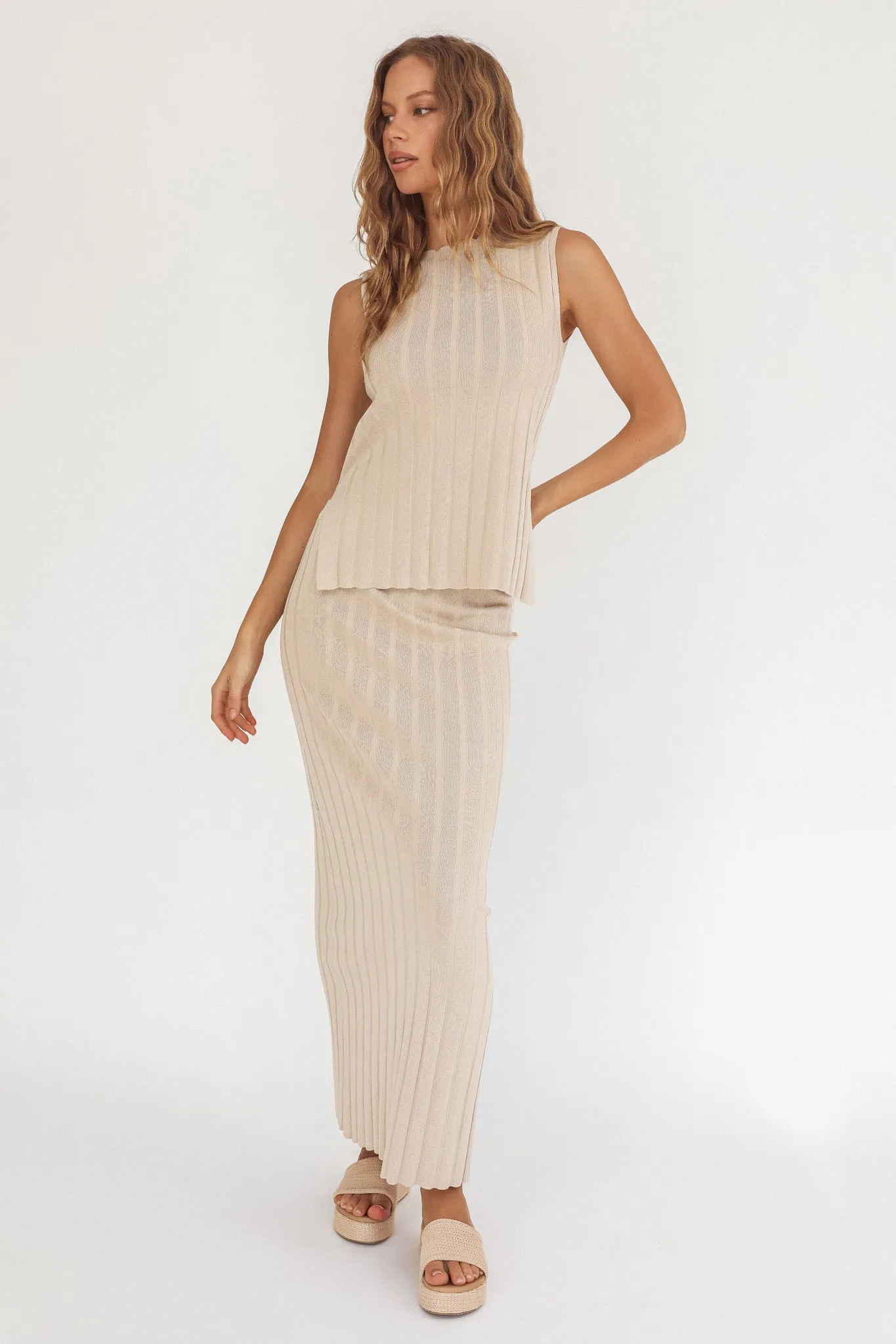Kimora Ribbed Knit Maxi Skirt Sand sold by Selfie Leslie product image thumbnail 5