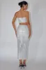 It Girls Sequin Maxi Skirt Silver sold by Selfie Leslie