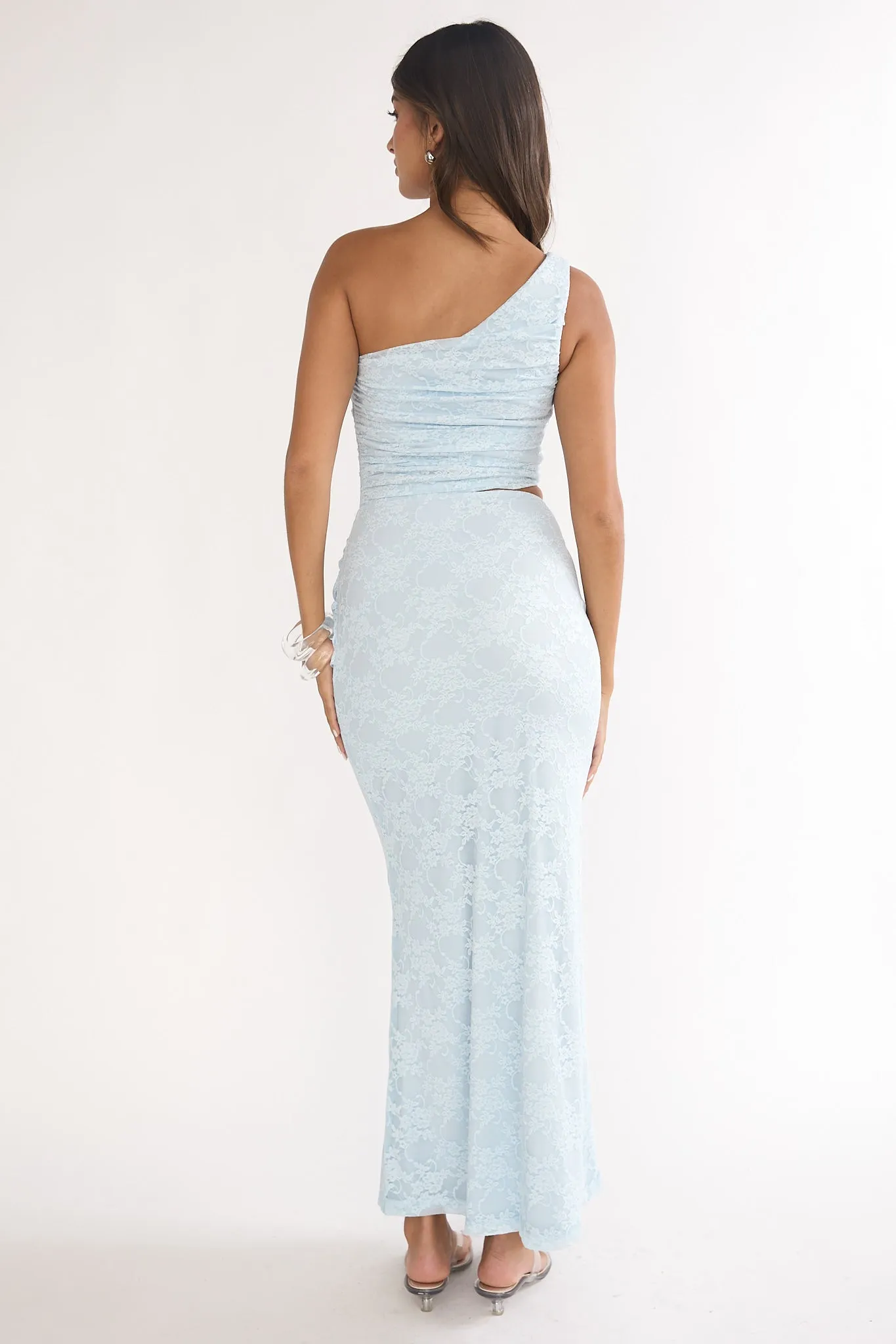 Luli One-Shoulder Cut-Out Maxi Dress Textured Light Blue sold by Selfie Leslie product image thumbnail 2