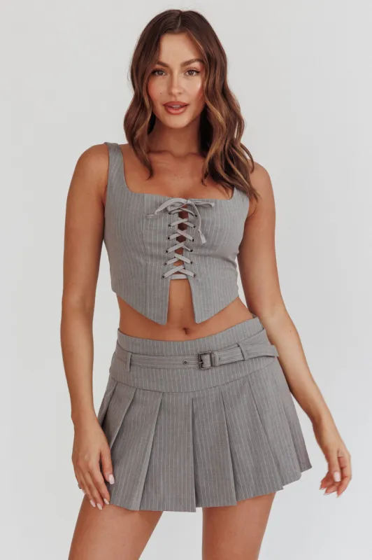 Swoon Lace-Up Corset Top Grey made by Selfie Leslie
