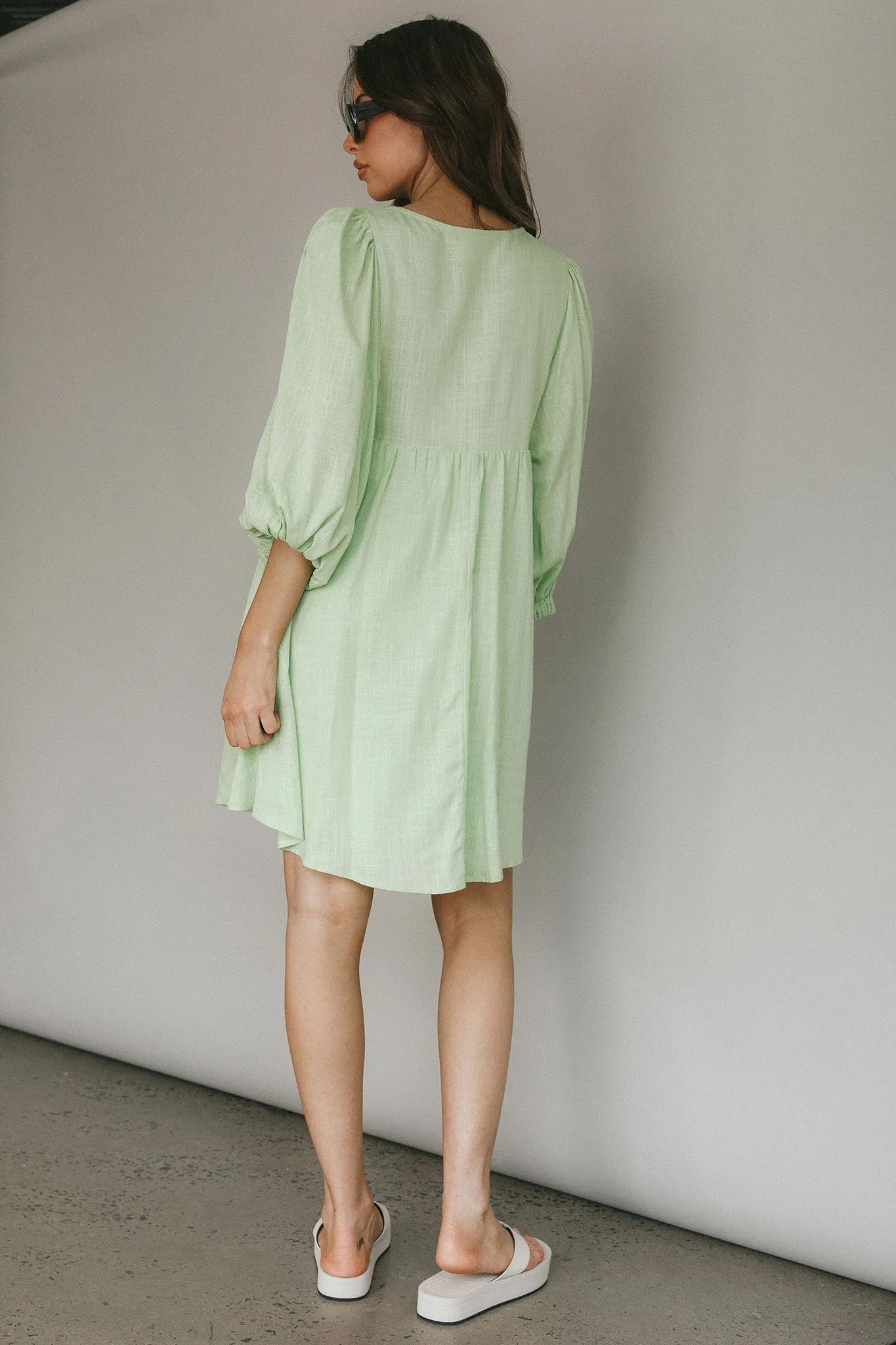 New Haven Puff Sleeve Swing Dress Lime sold by Selfie Leslie product image thumbnail 2