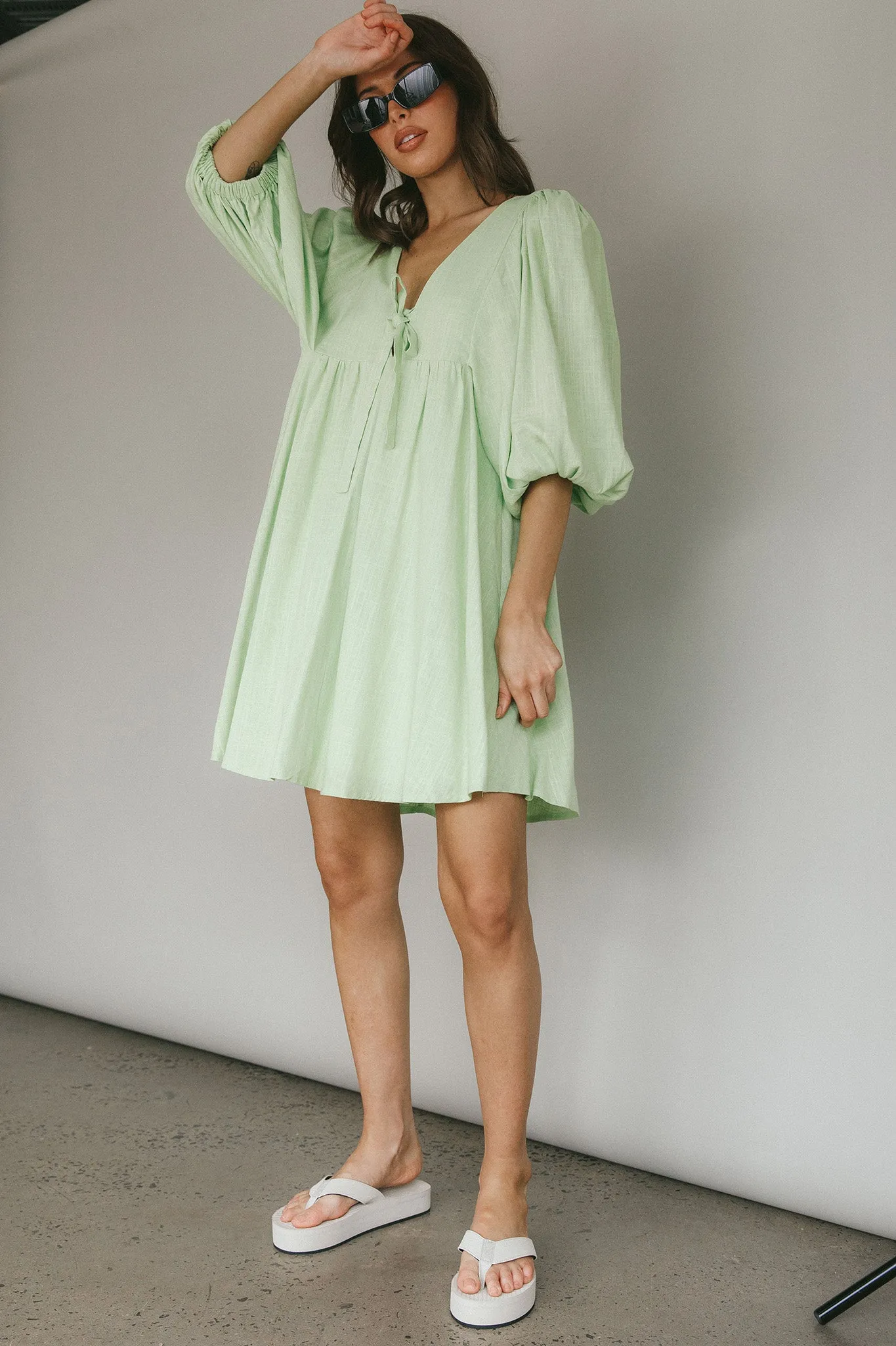 New Haven Puff Sleeve Swing Dress Lime sold by Selfie Leslie product image thumbnail 5