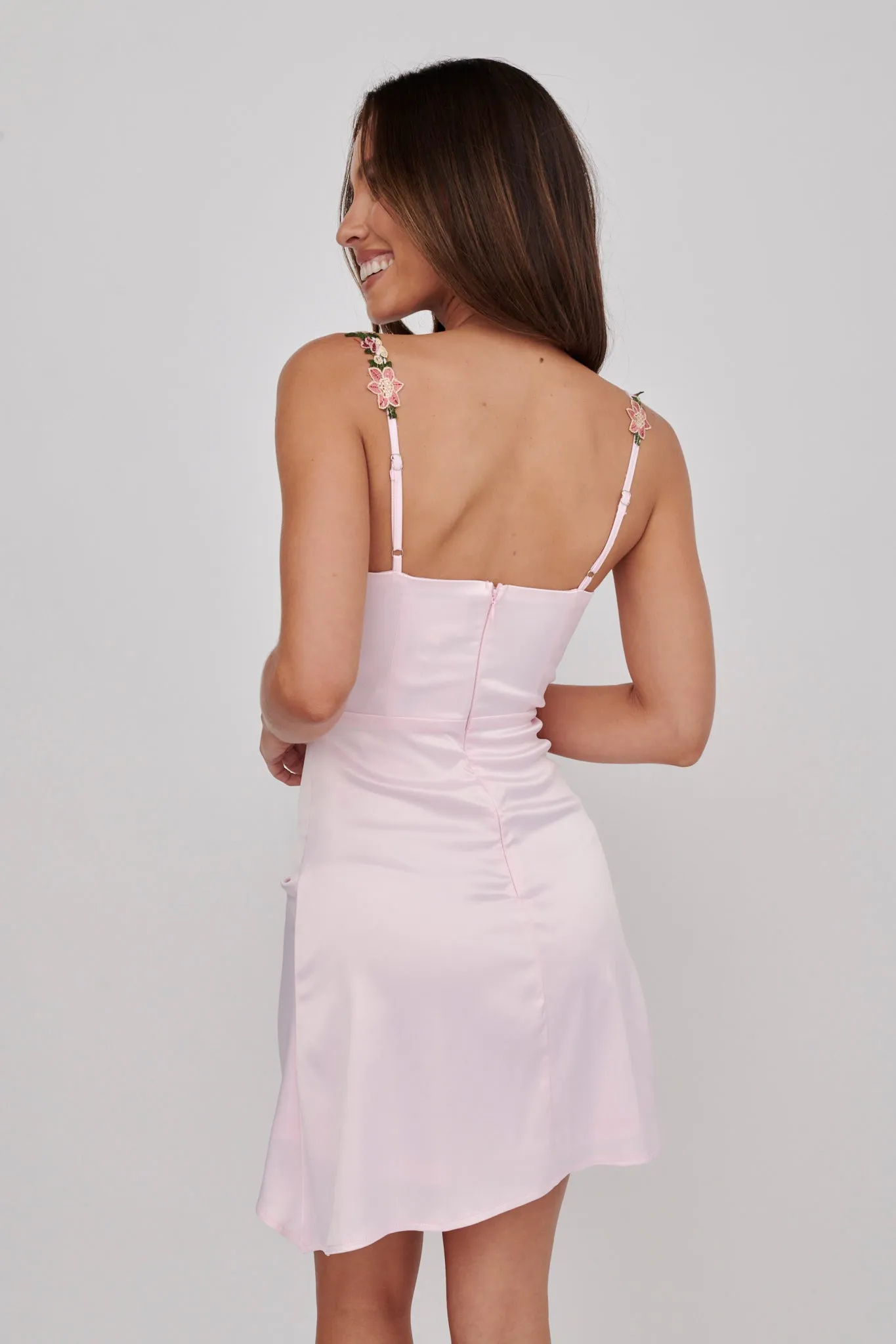 Rose Garden Floral Applique Pleat Mini Dress Pink sold by Selfie Leslie product image thumbnail 2