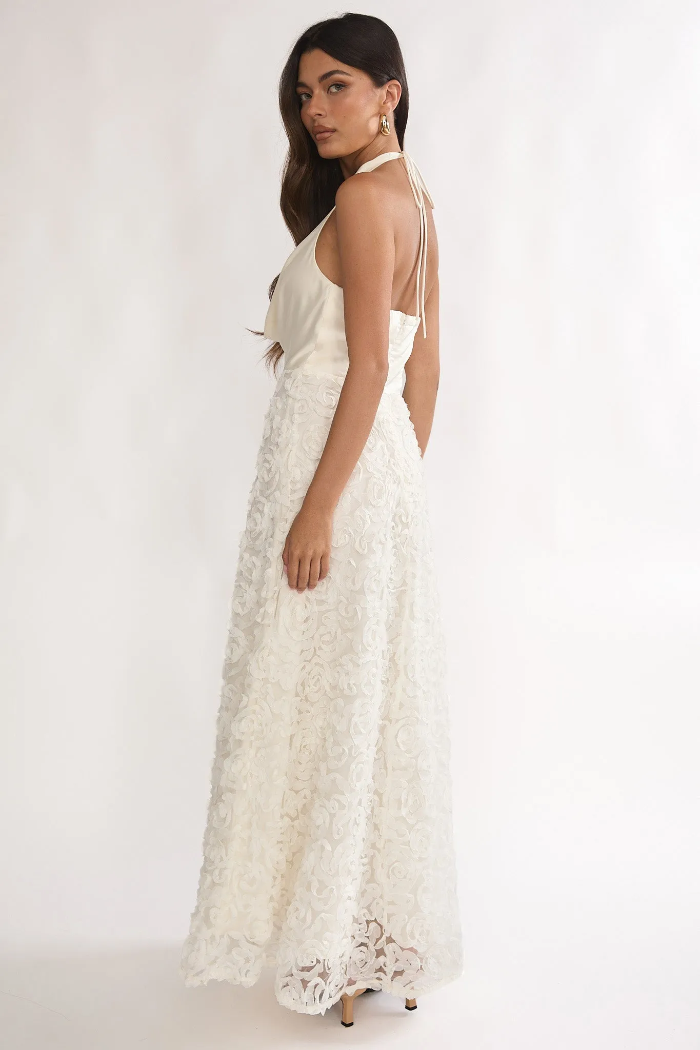 Lucerne Cowl Halter Maxi Dress Embellished Ivory sold by Selfie Leslie product image thumbnail 2