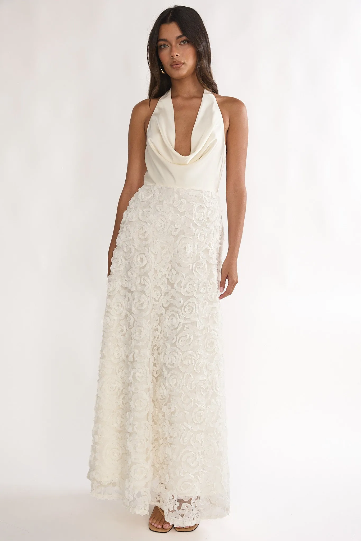 Lucerne Cowl Halter Maxi Dress Embellished Ivory sold by Selfie Leslie product image thumbnail 5