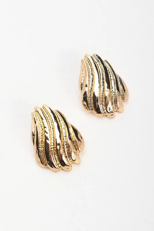 Gloria Ridged Earrings Gold made by Selfie Leslie