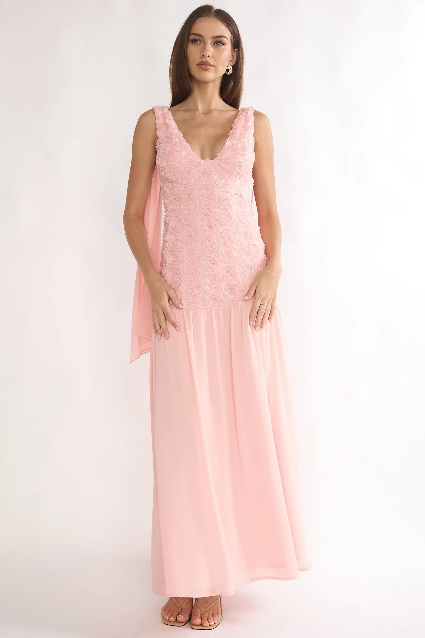 Marcellia Tied Back Maxi Dress Embellished Pink sold by Selfie Leslie product image thumbnail 4