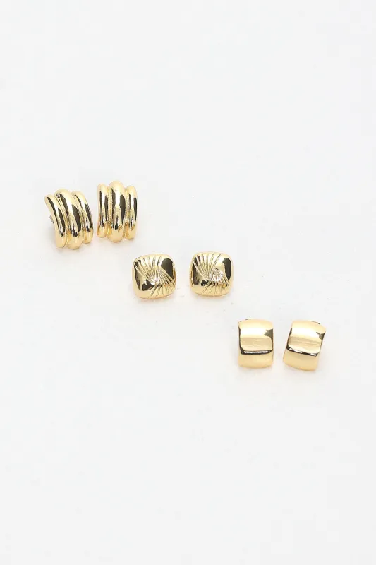 Irma Geometric Stud Earrings Set Gold sold by Selfie Leslie