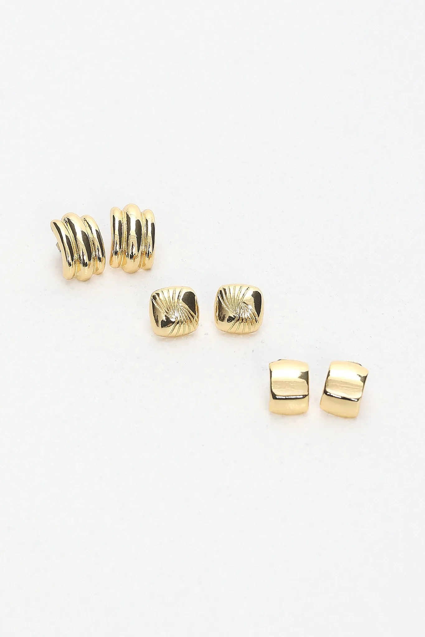 Irma Geometric Stud Earrings Set Gold sold by Selfie Leslie