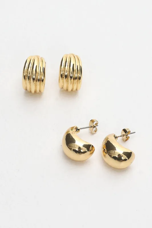 Monroe Stud Earring Set Gold sold by Selfie Leslie